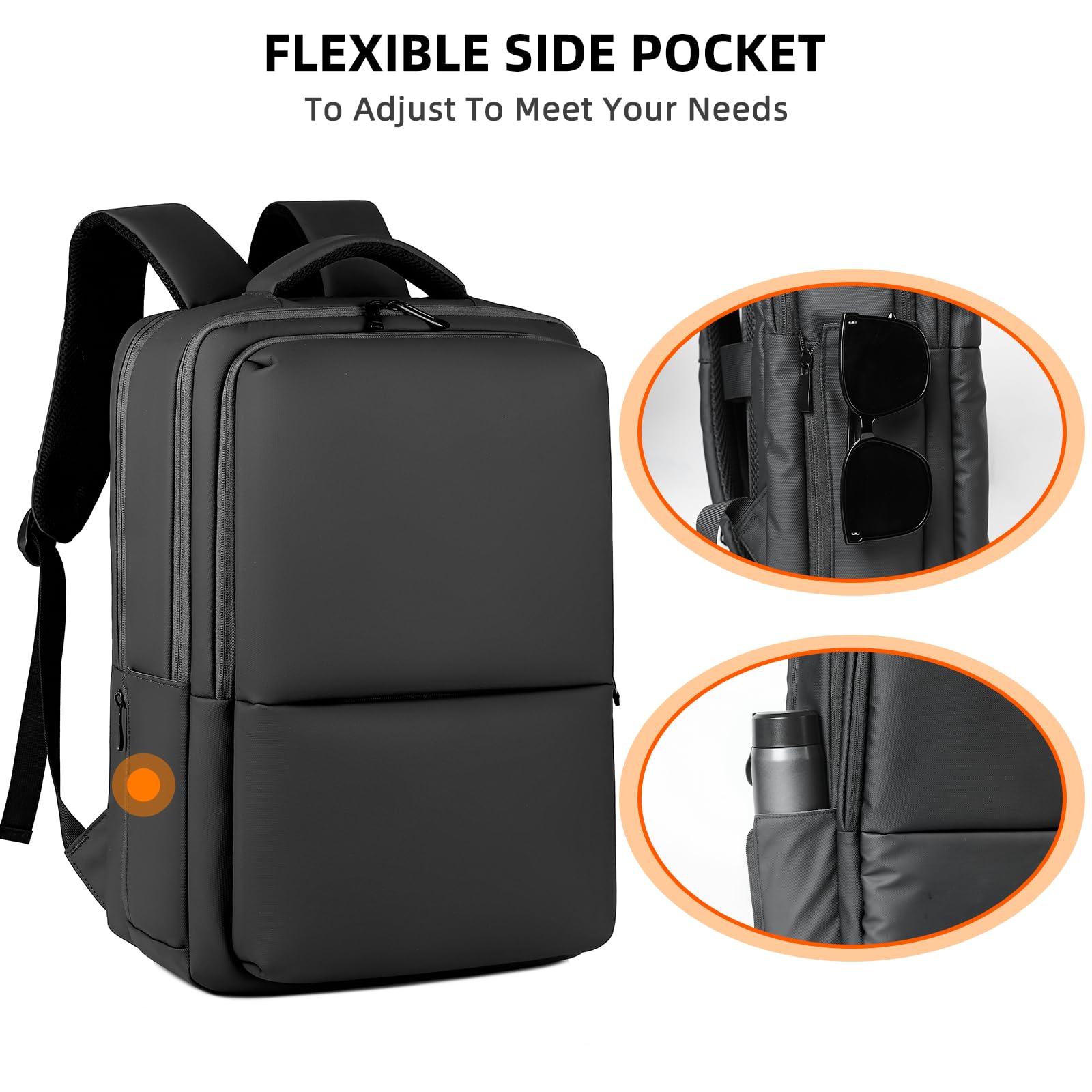 LIMINK Travel Laptop Backpack with USB Charging Port - Water-resistant Business Backpack for 15.6 Inch Laptop (Fits S19/S20/LK14/LK15/LK16/ET14) - Durable Carry-On Computer Bag with Luggage Strap for Men & Women - Perfect for Business Trips, Commuting and Air Travel (Black)