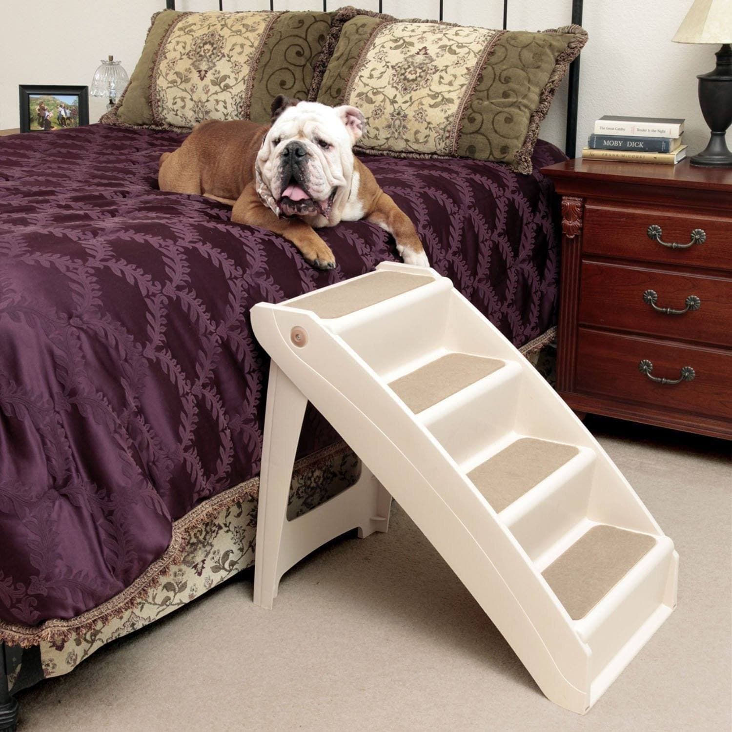 Solvit PupSTEP Plus XL Pet Stairs - Extra Large Dog Steps for Small, Medium & Large Breeds - Non-Slip Indoor/Outdoor Dog Stairs for Beds, Couches & Cars - Durable & Lightweight Pet Ramp Alternative
