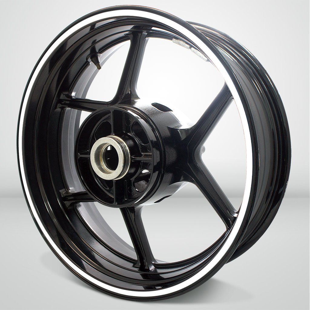 Kawasaki Ninja 650 Compatible Stickman Vinyls - Gloss White Thick Outer Rim Liner Stripe Decals | Perfect for Motorcycle Customization & Rim Protection