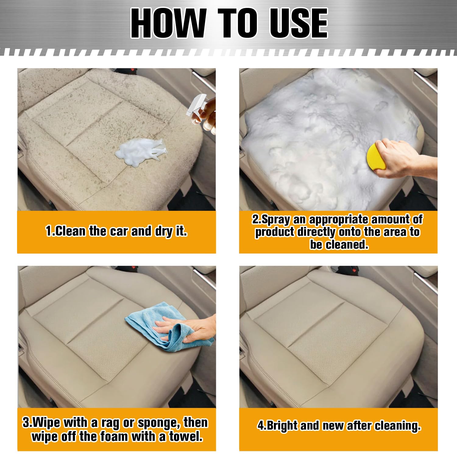 **Multi-Purpose Foam Cleaner for Cars & Upholstery - All-in-One Interior Car Seat Cleaner & Refresher (2-Pack) - Perfect for Deep Cleaning Car Seats, Sofas & Home Furniture**