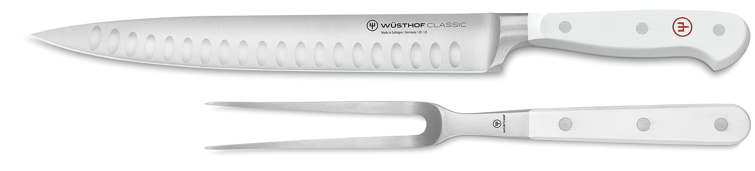 Wüsthof Classic White 2-Piece Carving Knife Set - Professional Stainless Steel Carving Knives for Meat, Turkey & Roasts - Perfect for Holiday Dinners & Gourmet Cooking