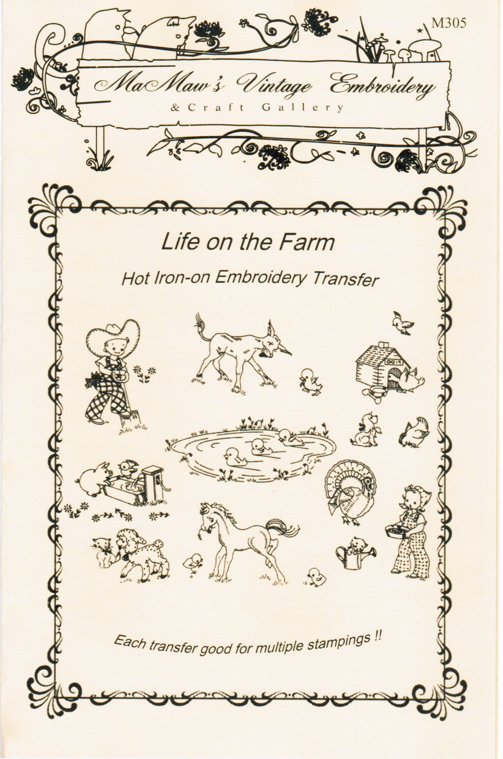 Life on The Farm Hot Iron Embroidery Transfers - Vintage Farmhouse Designs for DIY Home Decor & Country Style Crafts