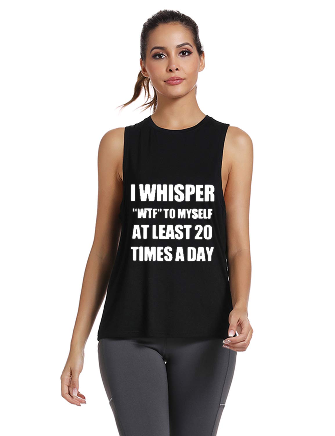 Funny Saying Racerback Tank Tops for Women - Breathable Sleeveless Workout Shirts for Gym, Yoga & Summer Outfits | FANNOO Women's Fitness Apparel
