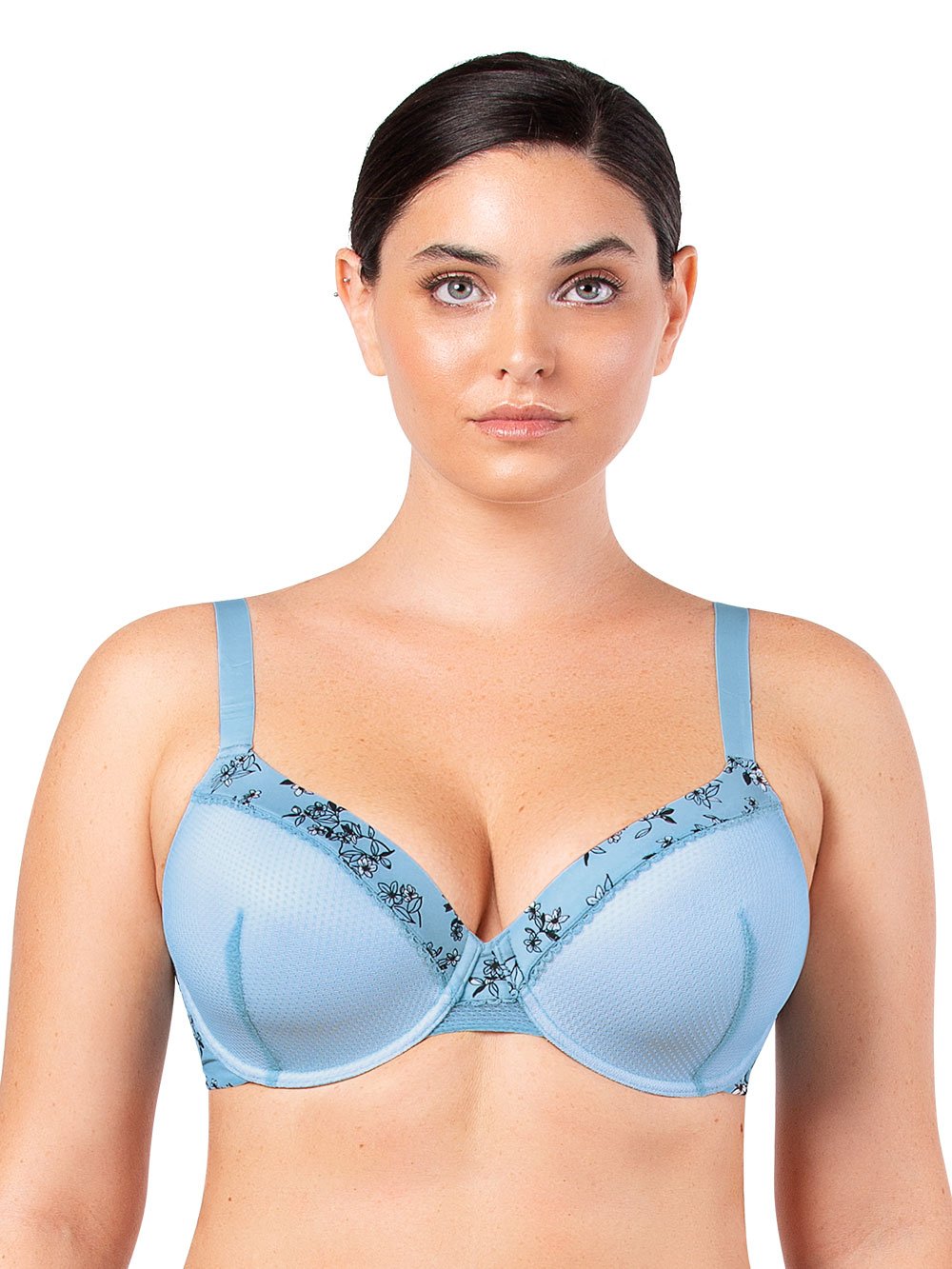 Ivy Contour Bandless Bra - Dream Blue Floral Print Wireless Comfort Bra for Women | Perfect for Yoga, Lounge & Everyday Wear