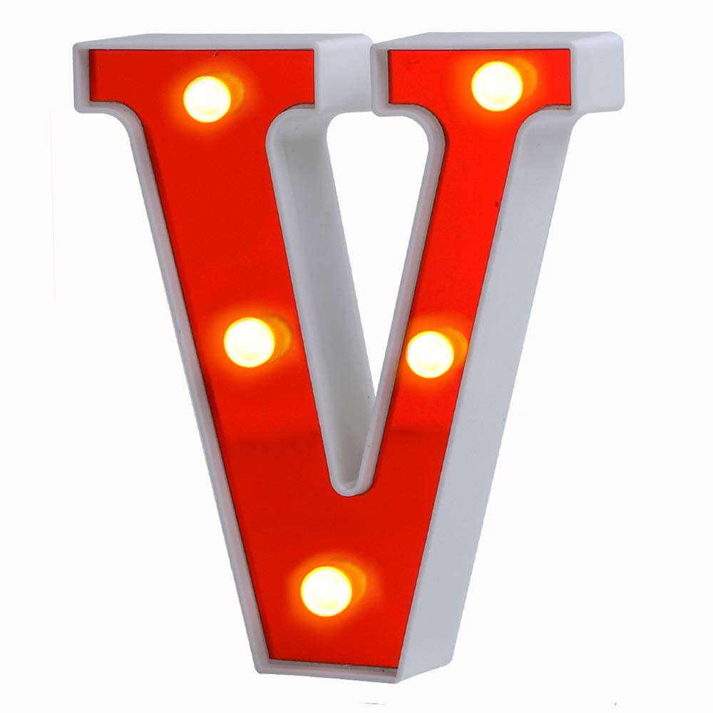ROUDK LED Marquee Letter Lights - 26 Alphabet Light Up Letters with Battery Power, Red LED Wall Sign for Home, Bar, Festival, Christmas, Birthday Party & Wedding Decor - Perfect for Night Lights, Room Decor, and Event Lighting