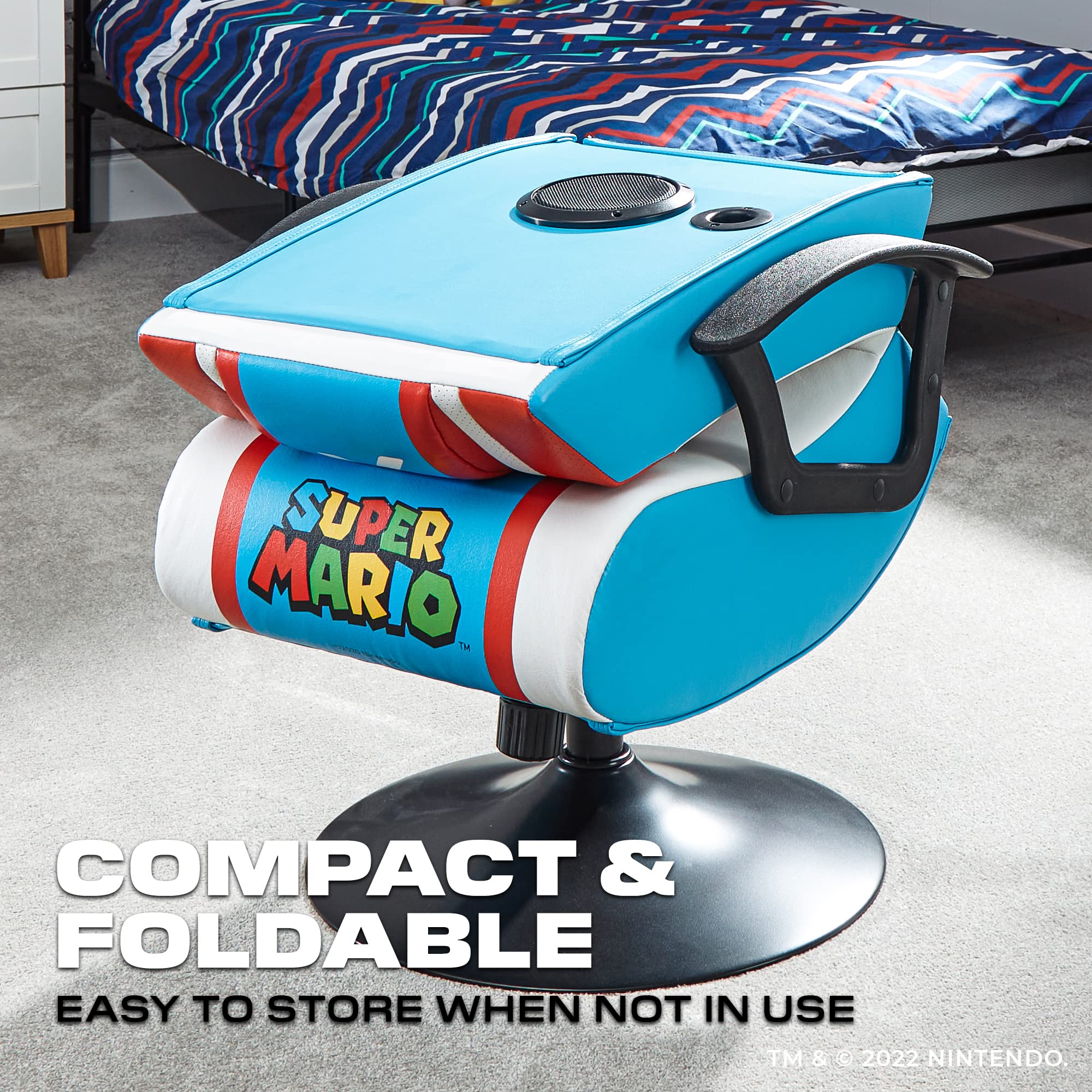 X Rocker Nintendo Video Gaming Chair for Kids 5-17 - Ergonomic Floor Rocker with Mario, Bowser, Peach, Luigi & Yoshi Designs - Perfect Gaming Gift for Teens, Boys & Girls - Ideal for Bedrooms, Game Rooms & Birthday Presents