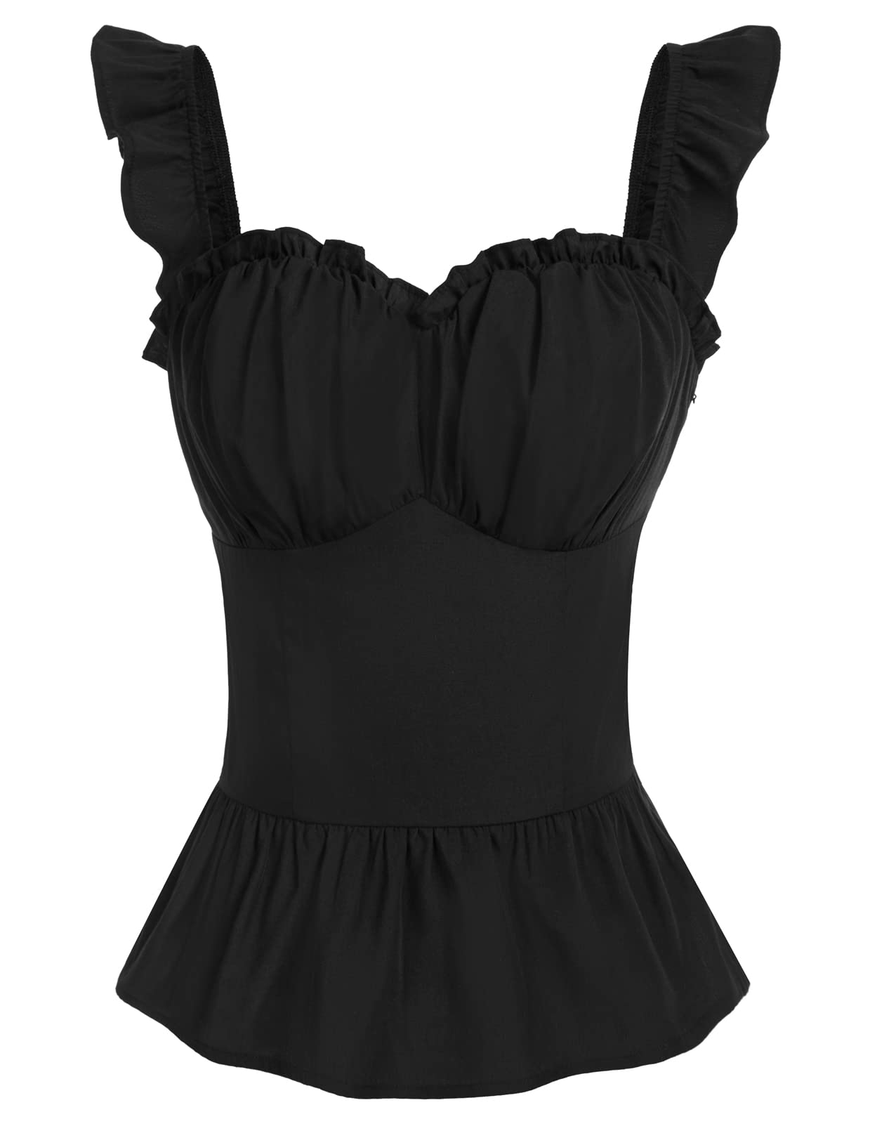 Scarlet Darkness Women's Vintage Ruffle Peplum Tank Top - Sleeveless Summer Blouse for Casual Outings, Beach Wear & Boho Fashion