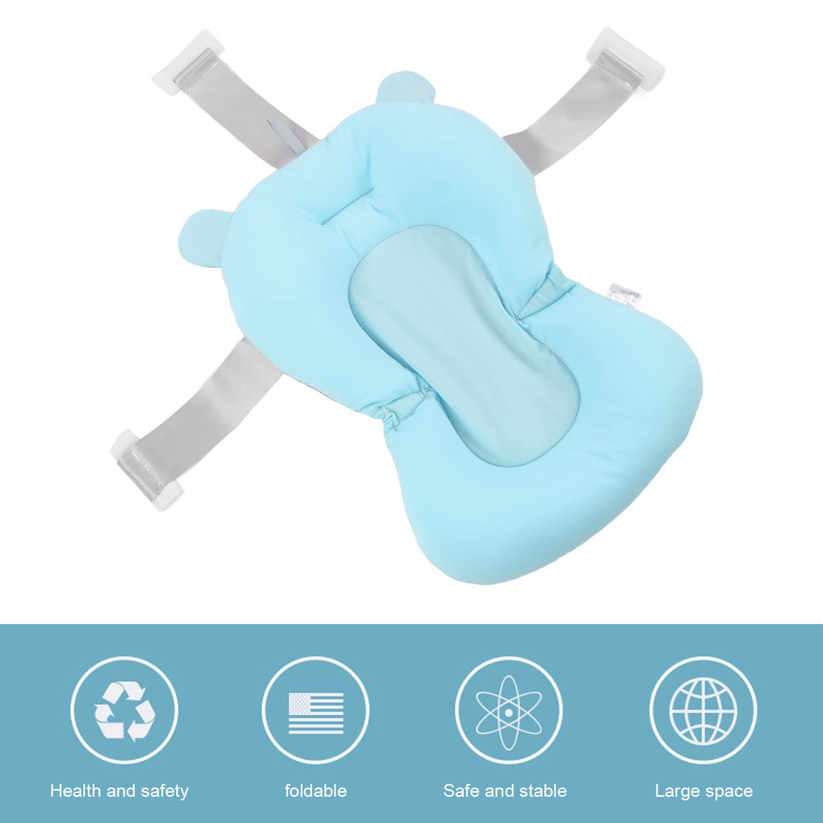 **Baby Bath Seat Cushion – Safe Floating Foldable Newborn Bathtub Mat & Pad for Infant Bath Time Support (Blue Bear) – Perfect for Newborns, Toddlers & Home Nursery Use**