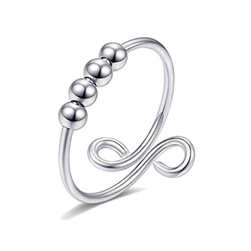 925 Sterling Silver Anxiety Relief Ring - Spinner Fidget Ring for Women & Men - Stress Relief & Focus Tool - Perfect for ADHD, Anxiety & Office Use