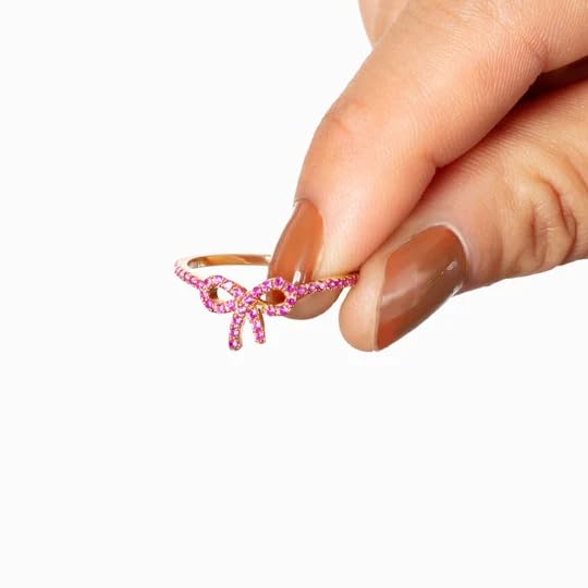 Pink Pavé Bow Ring for Women - Trendy Delicate Jewelry Gift, Elegant Cubic Zirconia Bow Design, Perfect for Valentine's Day, Anniversary, Birthday & Special Occasions
