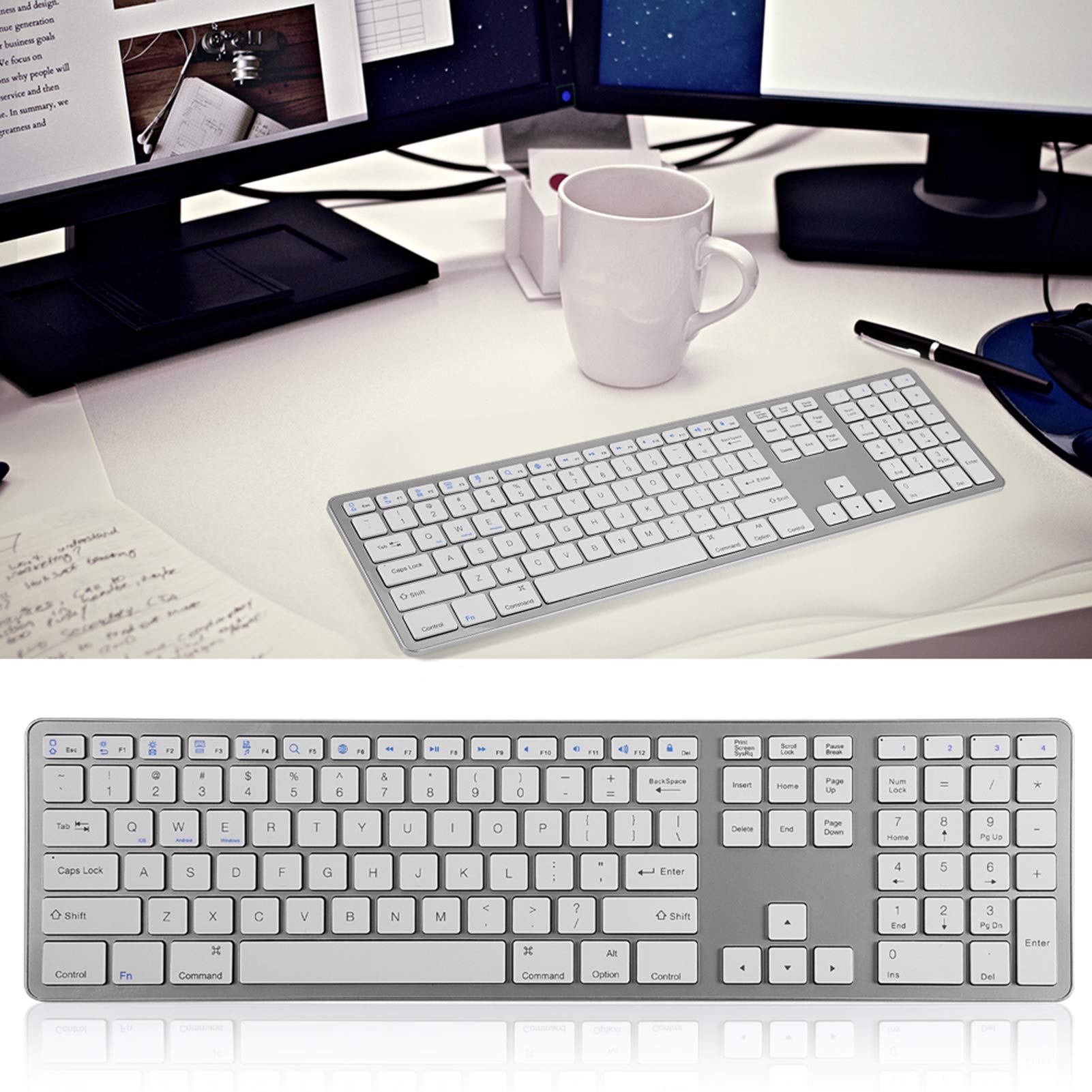 Hilitand Diyeeni Universal Wireless Bluetooth Keyboard - 104 Keys Multi-Device Compatible for PC, Laptop, Tablet | Perfect for Office Work, Gaming & Home Use