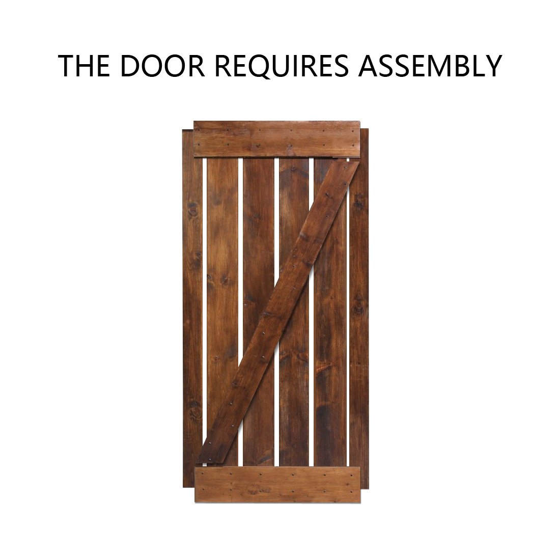 TMS® 36x84 Inch Dark Coffee Solid Core Knotty Pine DIY Barn Wood Sliding Interior Door - Perfect for Farmhouse, Rustic Home, and Loft Style Decor