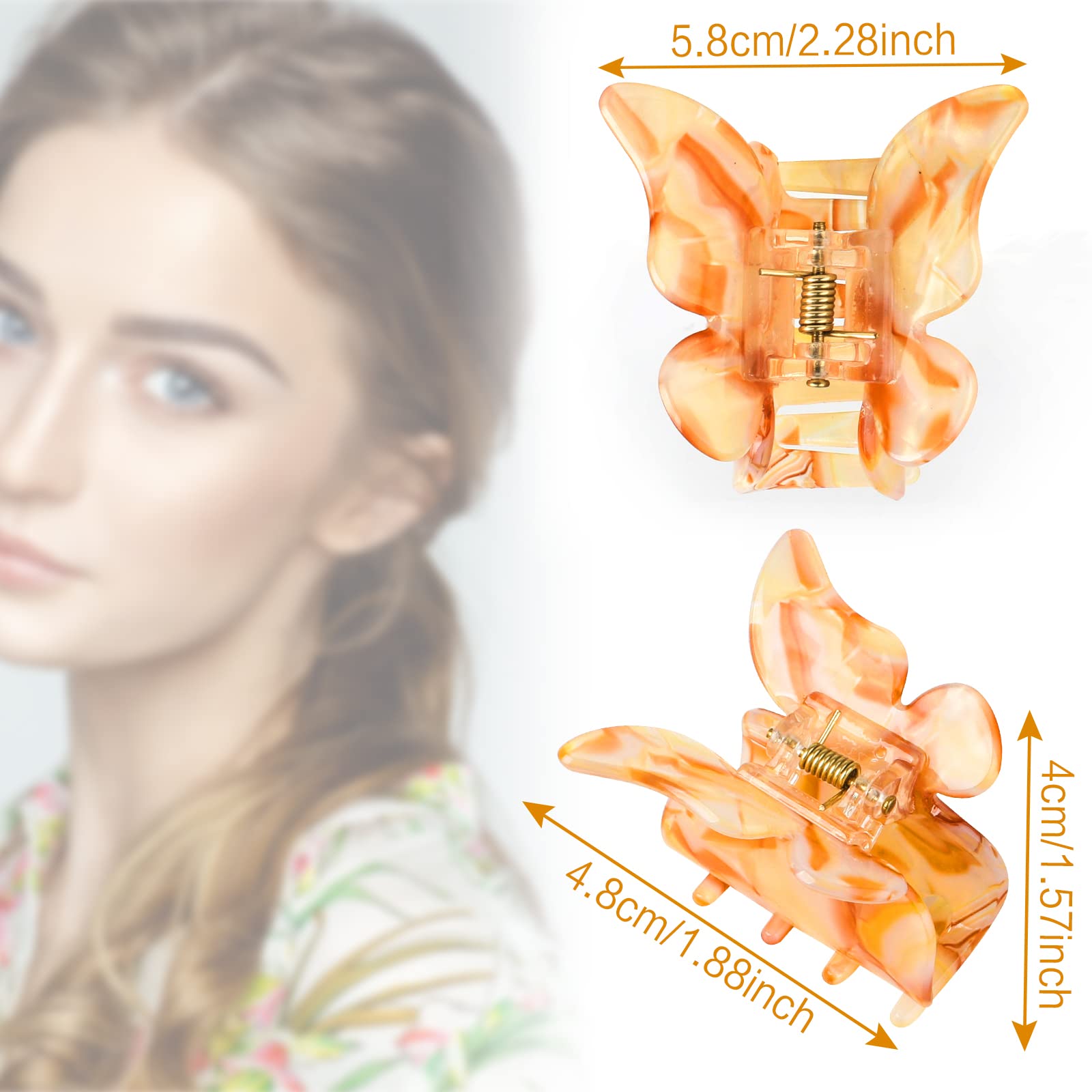 4 PCS Butterfly Hair Clips - Non-Slip Acrylic Hair Claws for Women & Girls - Strong Grip French Style Hair Accessories - Perfect for School, Work, and Everyday Hairstyles (Medium Size)
