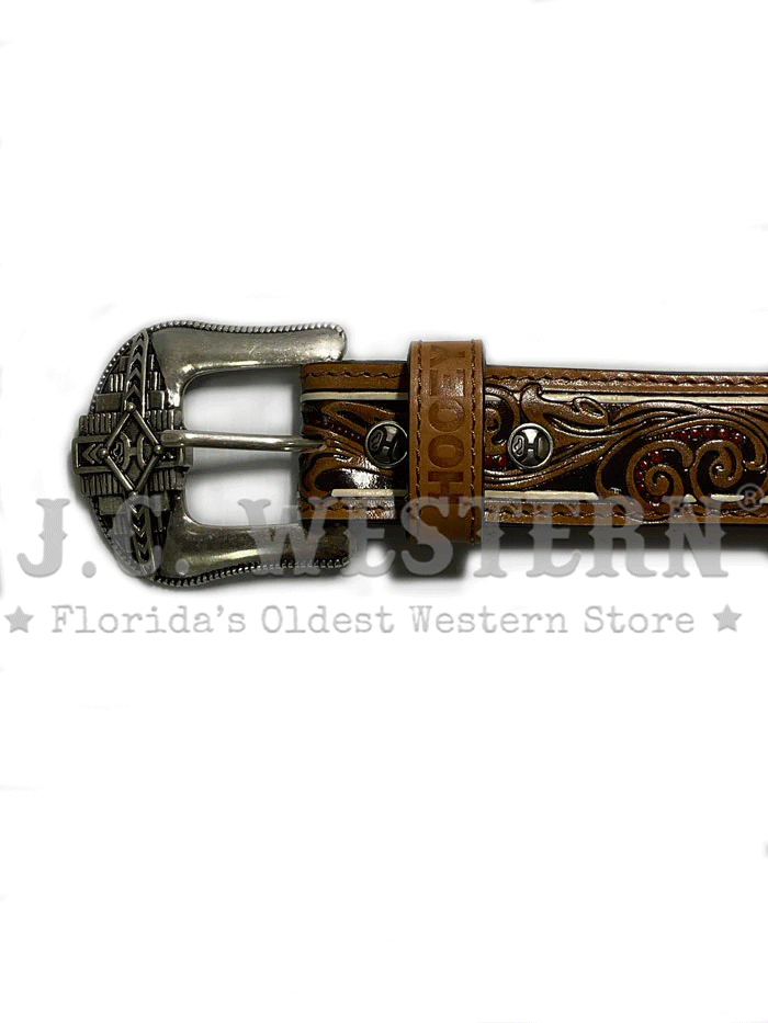 Hooey HMBLT026 Men's Maverick Classic Belt - Genuine Leather, Natural Tan & Red - Perfect for Western Wear, Cowboy Boots & Casual Outfits
