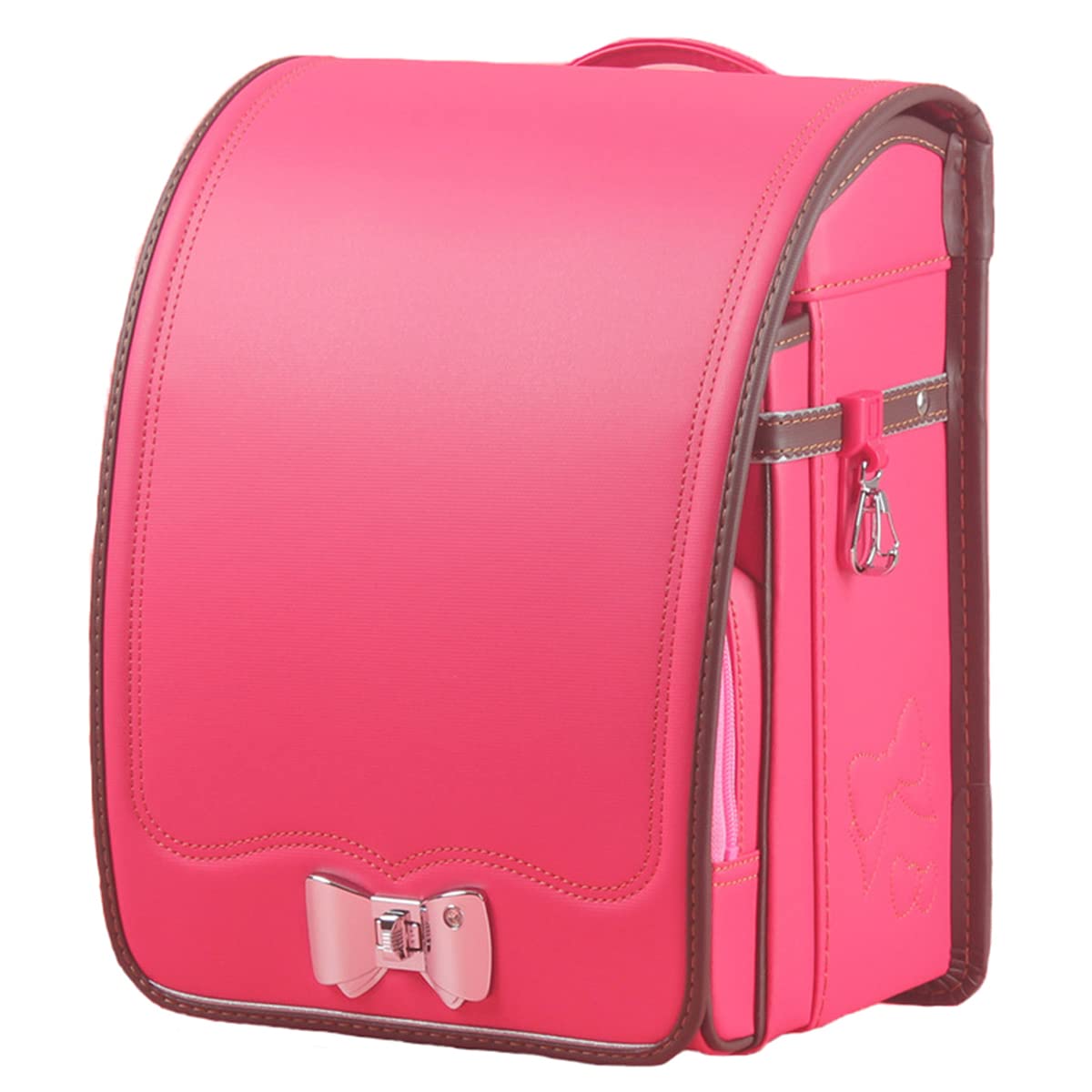 Premium Rose Red PU Leather Backpack for Girls - MilWorld Automatic School Bag (10.23x7.87x13.78 Inch) - Stylish & Durable Randoseru Ransel - Perfect Gift for School, Travel & Daily Use