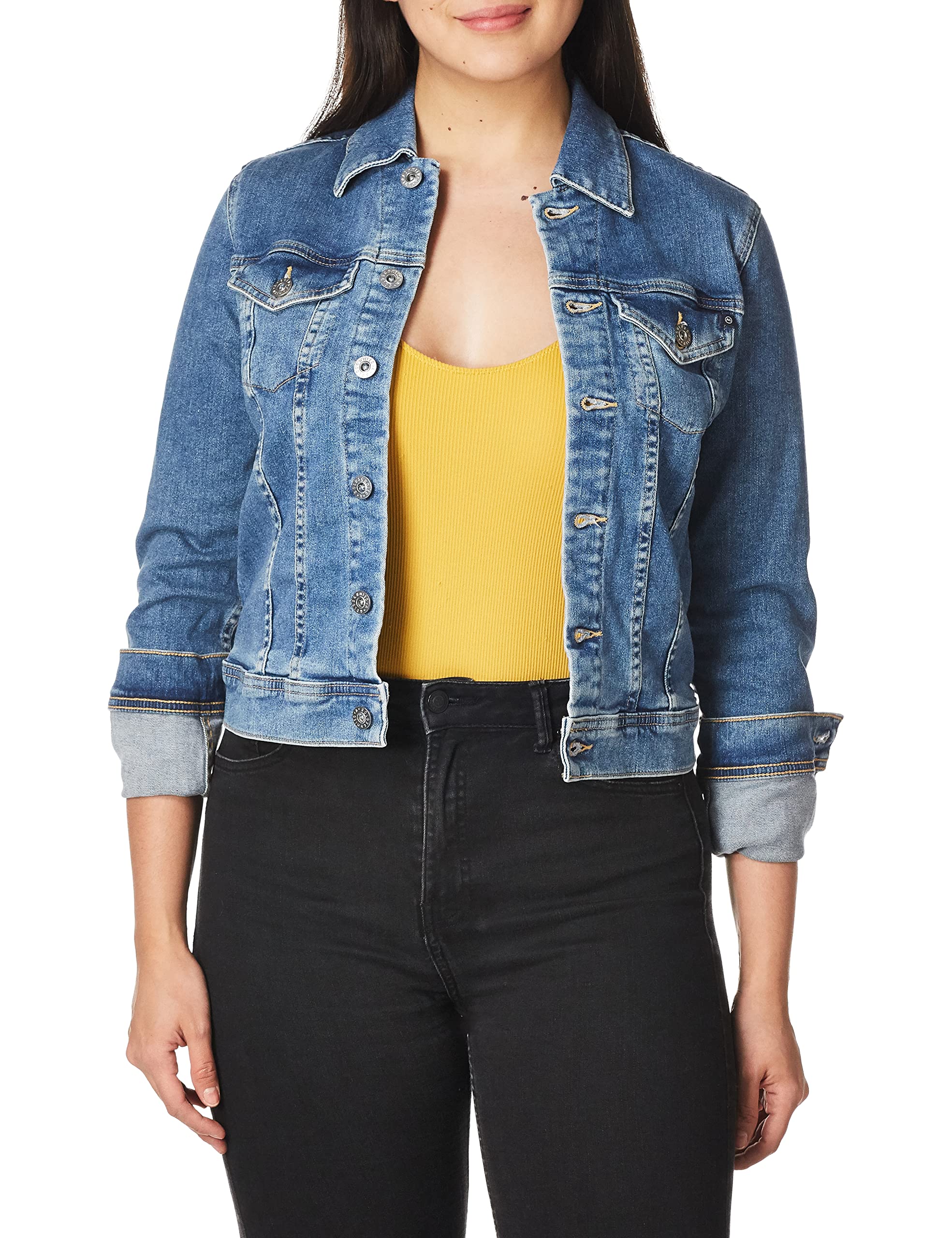 AG Adriano Goldschmied Women's Robyn Fitted Stretch Denim Jacket - Slim Fit Denim Jacket for Women, Comfortable Stretch Fabric, Versatile for Casual Outfits & Layering