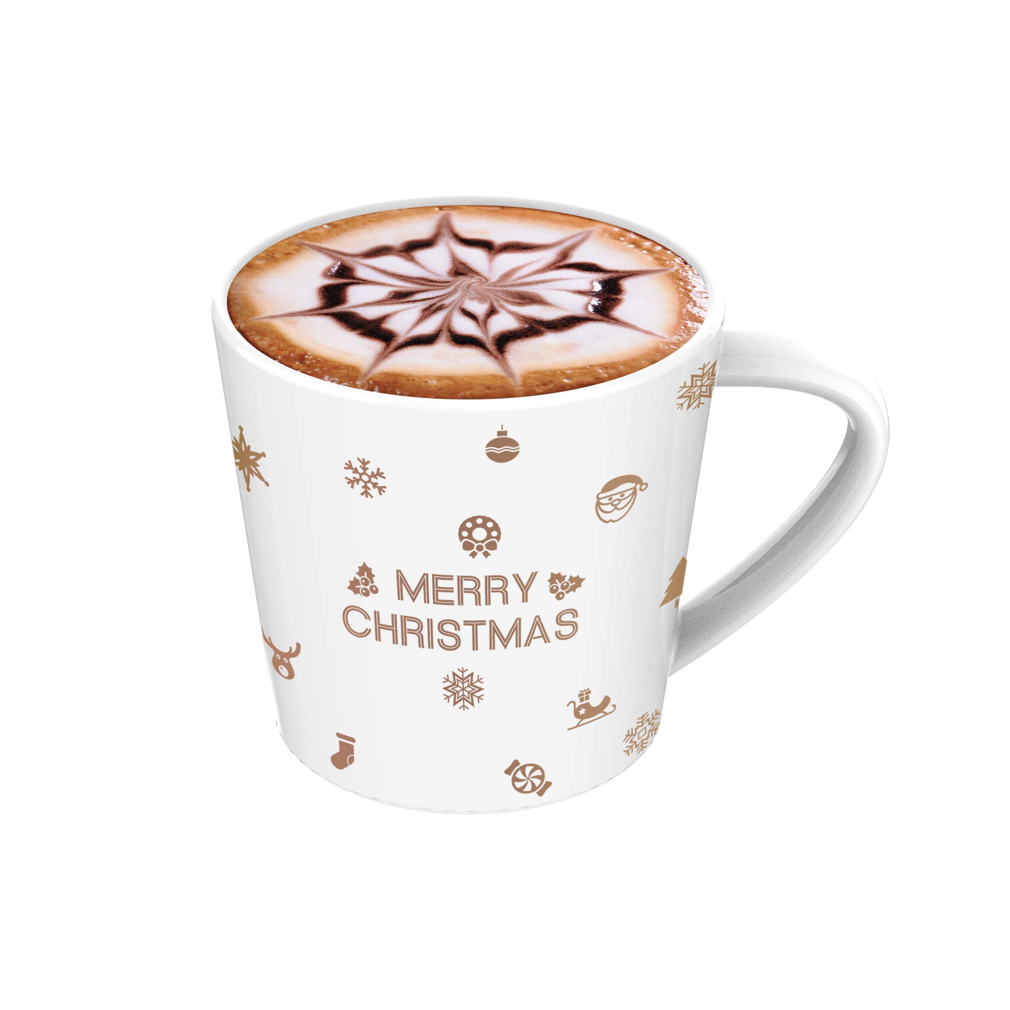 Premium 20oz Ceramic Coffee Mug & Tea Cup - Heat-Resistant, Wide Mouth for Hot & Cold Drinks - Shiny Gold Print, Frosted White - Perfect Christmas Gift for Home, Office & Outdoor Use