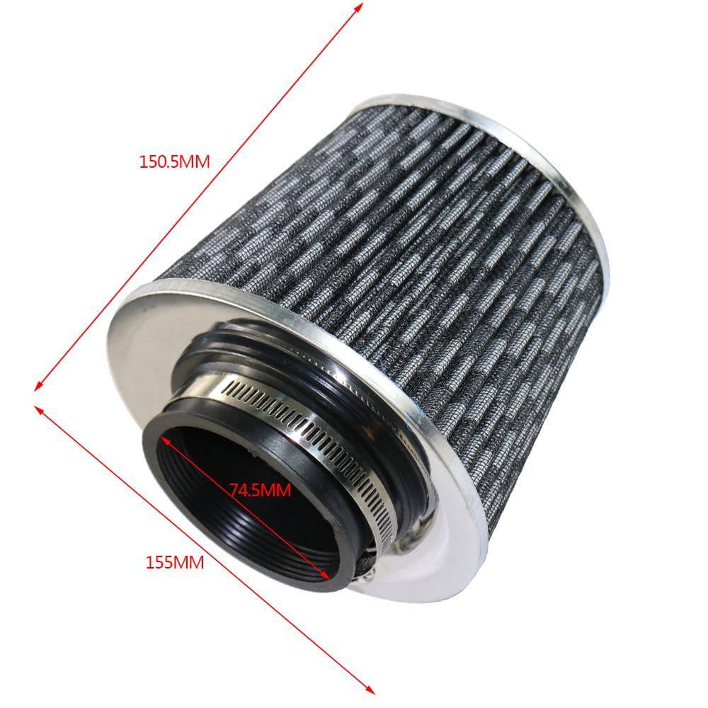 High-Performance Air Filter with Clamp for 3-Pipe Intake System - Universal Fit for Cars, Trucks & SUVs - Perfect for Off-Roading, Racing & Engine Protection