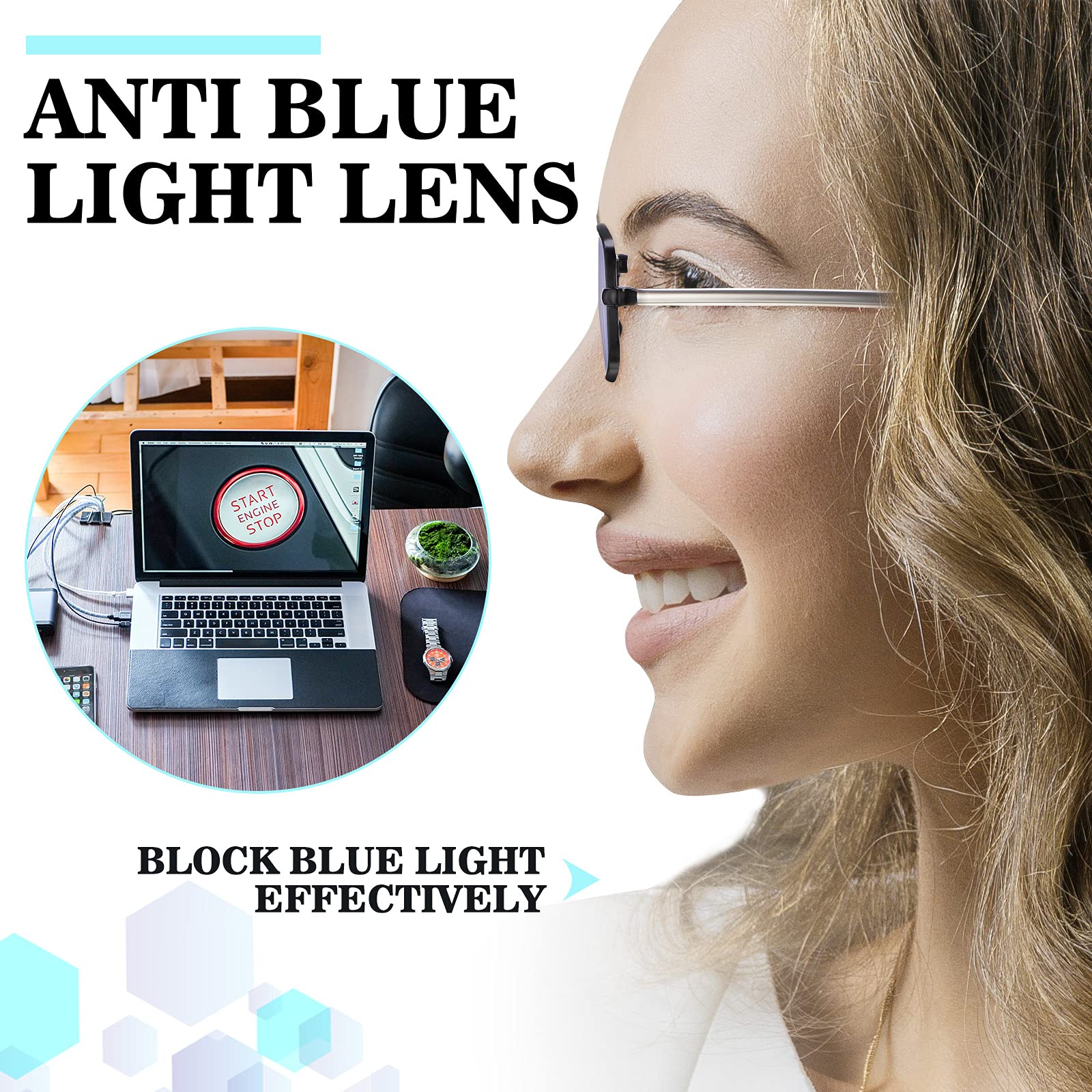 TOODOO 4 Pairs Blue Light Blocking Reading Glasses - Anti Eye Strain, Small Folding Readers for Men & Women - Perfect for Computer Work, Reading & Travel