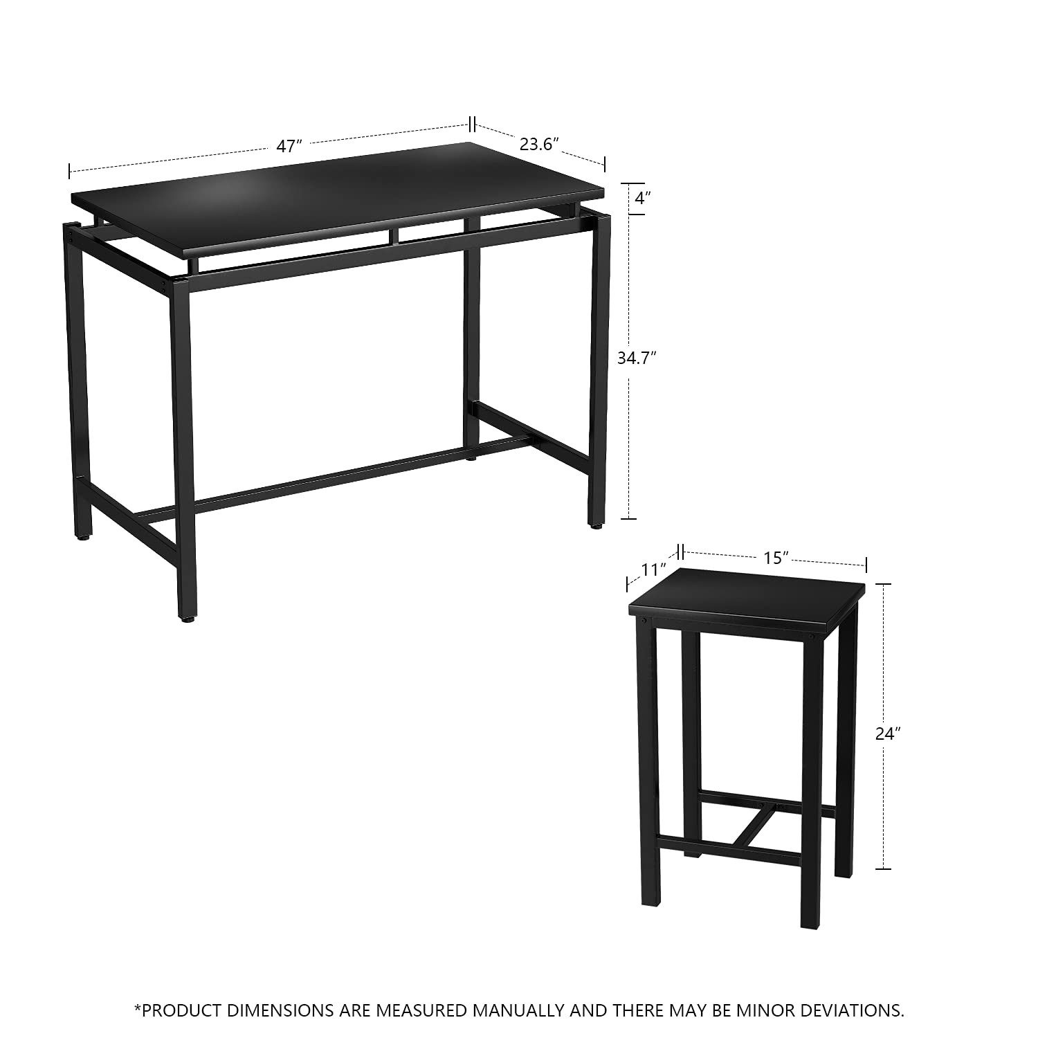 AWQM 5-Piece Modern Dining Table Set with 4 Chairs - Kitchen Breakfast Bar Table & Stool Set for Pub, Living Room, Breakfast Nook - Easy Assembly Home Furniture for Small Spaces & Apartments