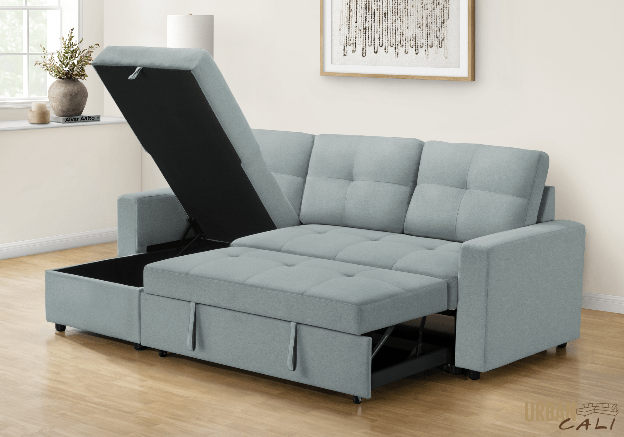 Venice Sleeper Sectional Sofa Bed with Reversible Storage Chaise - 5 Color Options | Convertible Couch for Small Spaces, Guest Room & Apartment Living