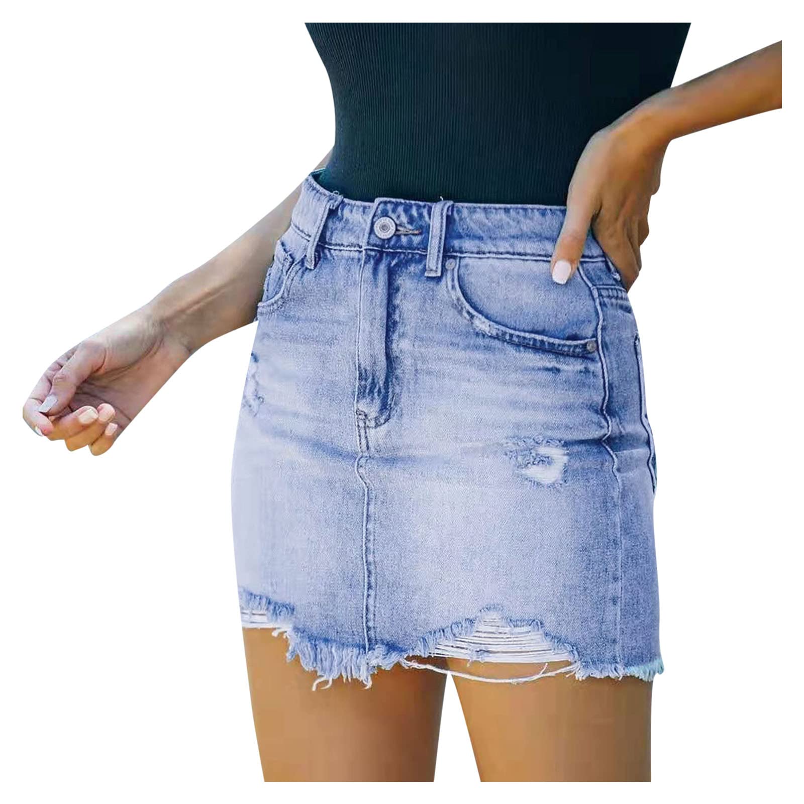 Women's Sexy A-Line Denim Skorts - High Waist Casual Jean Skirt Shorts for Summer | Perfect for Outdoor Activities, Beach Vacations & Daily Wear