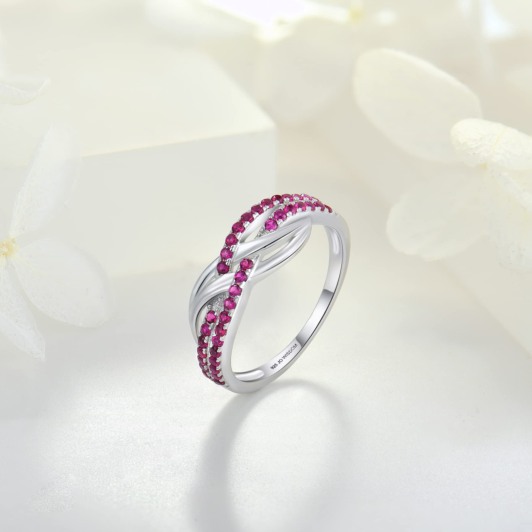 JO WISDOM Celtic Knot Promise Rings for Women - 925 Sterling Silver Criss-Cross X Shape Rings with Cubic Zirconia - Perfect for Anniversaries, Engagements & Everyday Elegance