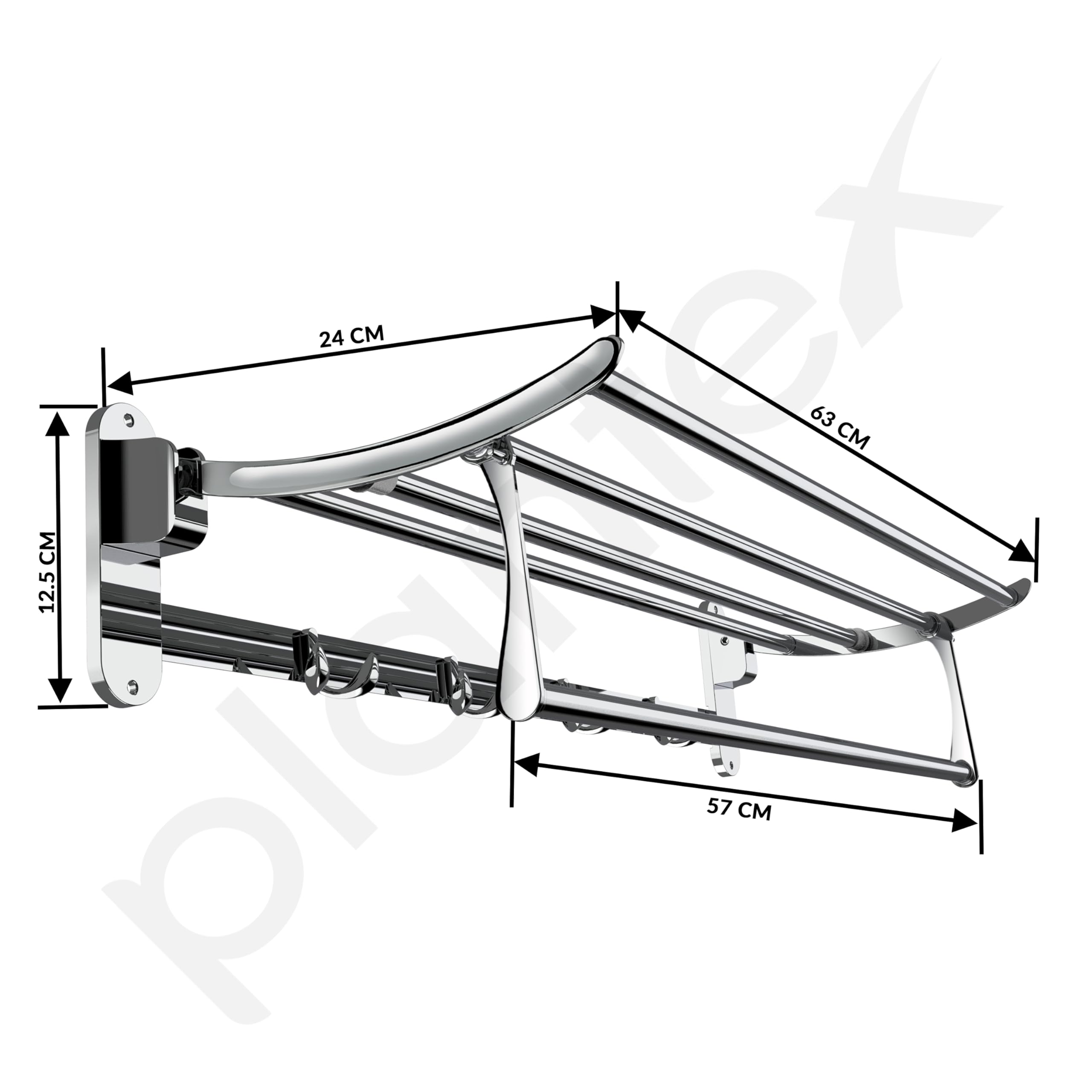 Plantex 24-Inch Chrome Stainless Steel Towel Hanger - Bathroom Towel Rack, Wall Mounted Towel Holder, Durable Bathroom Accessories (Pack of 16) - Perfect for Spa, Hotel, Gym & Home Bathroom Organization