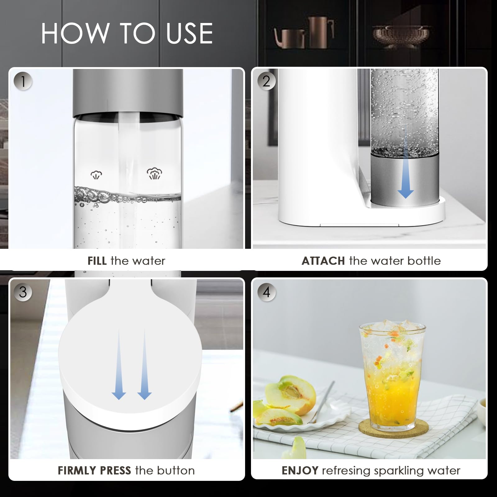 Sparkling Water Maker Machine - 1L BPA-Free Soda Carbonator with Bottle (CO2 Not Included) | Make Homemade Seltzer & Carbonated Drinks | Perfect for Kitchen, Office & Party Beverage Station