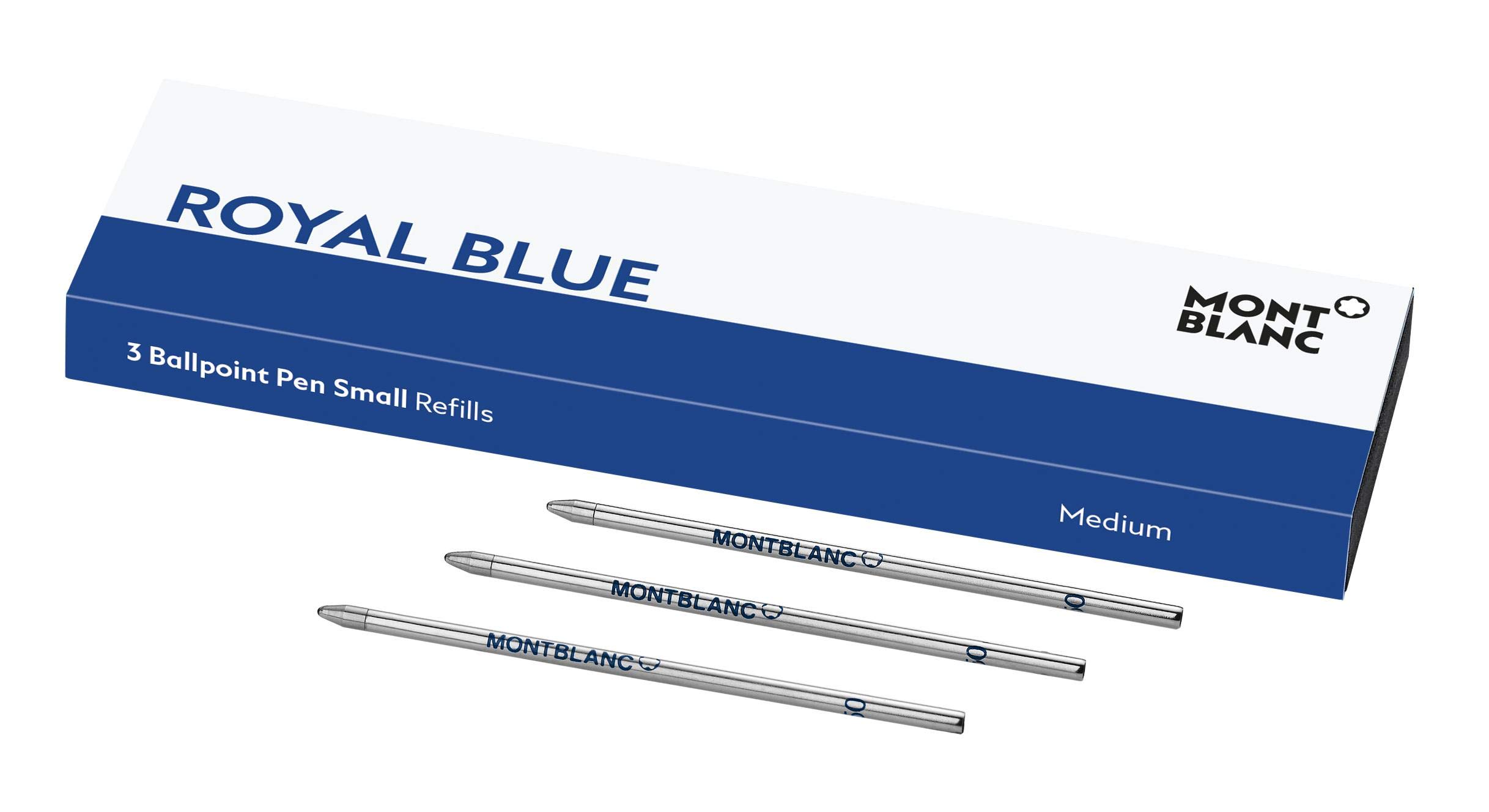 Montblanc Ballpoint Pen Refills Small Pacific Blue 124495 - 3 Pack Blue Ink Refill Cartridges for Meisterstück Hommage à W.A. Mozart & Augmented Paper Pens | Premium Writing Replacement | Office, School, Gift & Signature Use