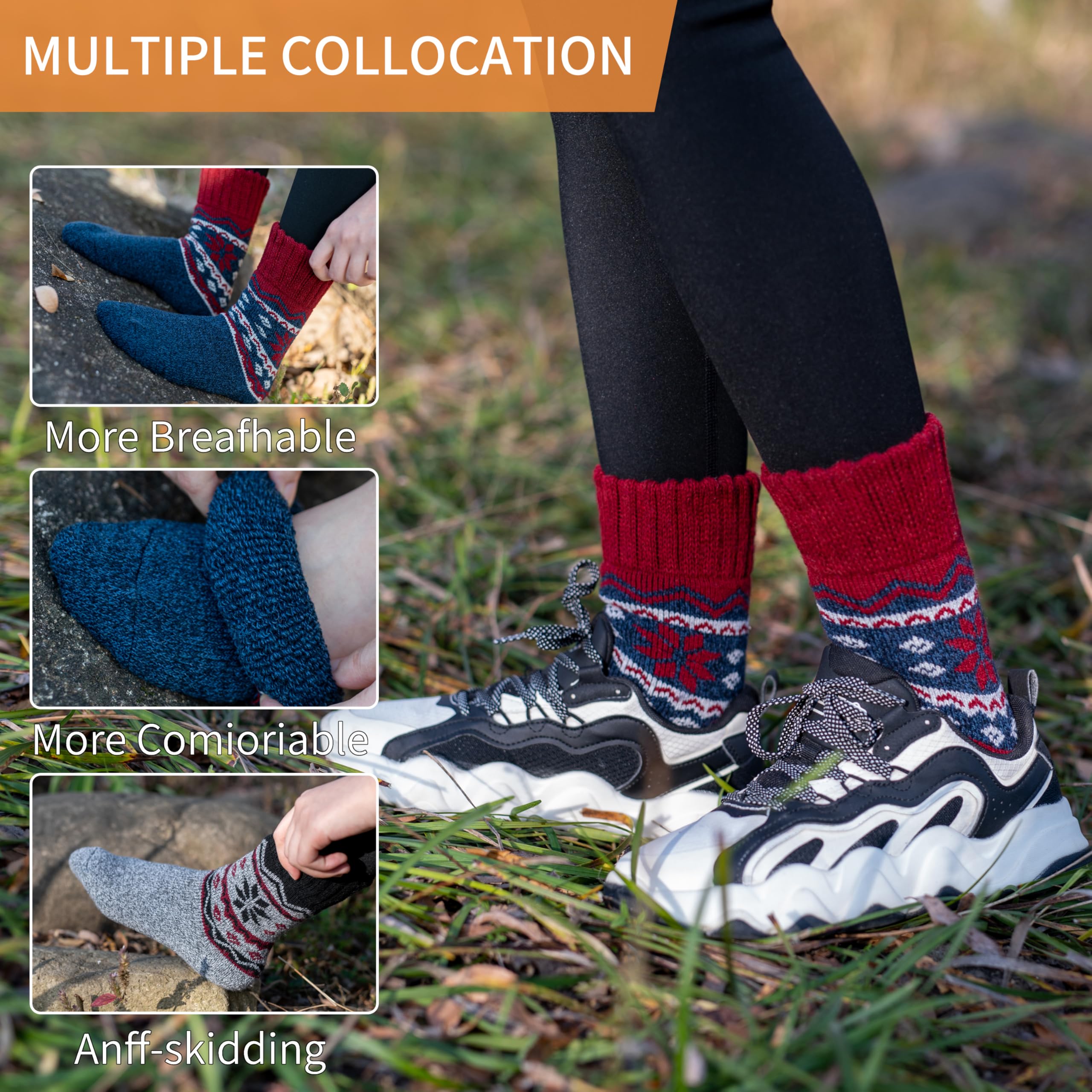 Women's Merino Wool Thermal Socks - 3 Pack for Winter Hiking & Outdoor