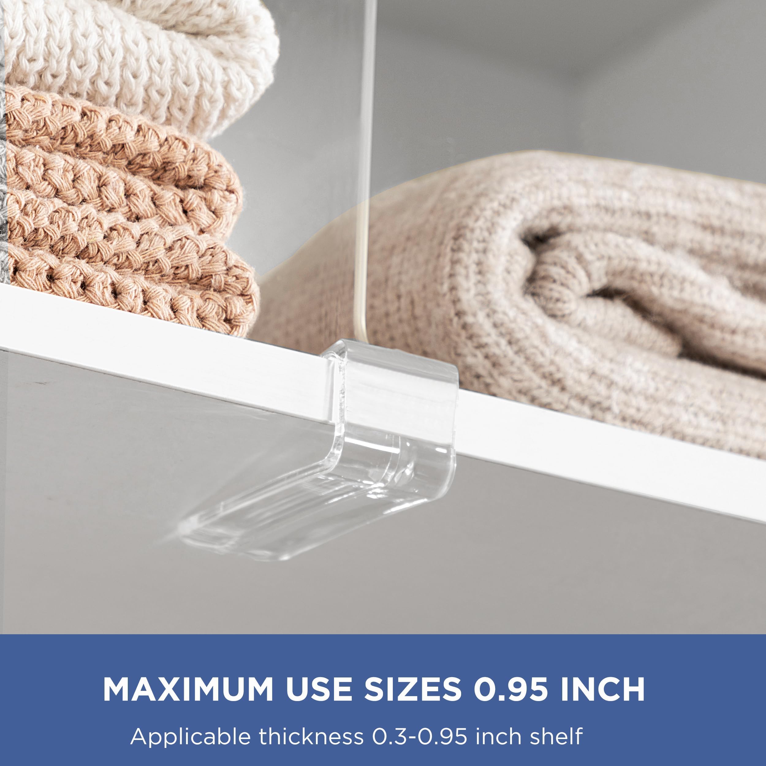 HBlife 10 Pack Clear Shelf Dividers - Adjustable Acrylic Organizer for Closet, Bookshelf, Kitchen & Bedroom | Perfect for Sweaters, Shirts, Handbags & Purse Organization | Space Saving Storage Solution for Home & Office