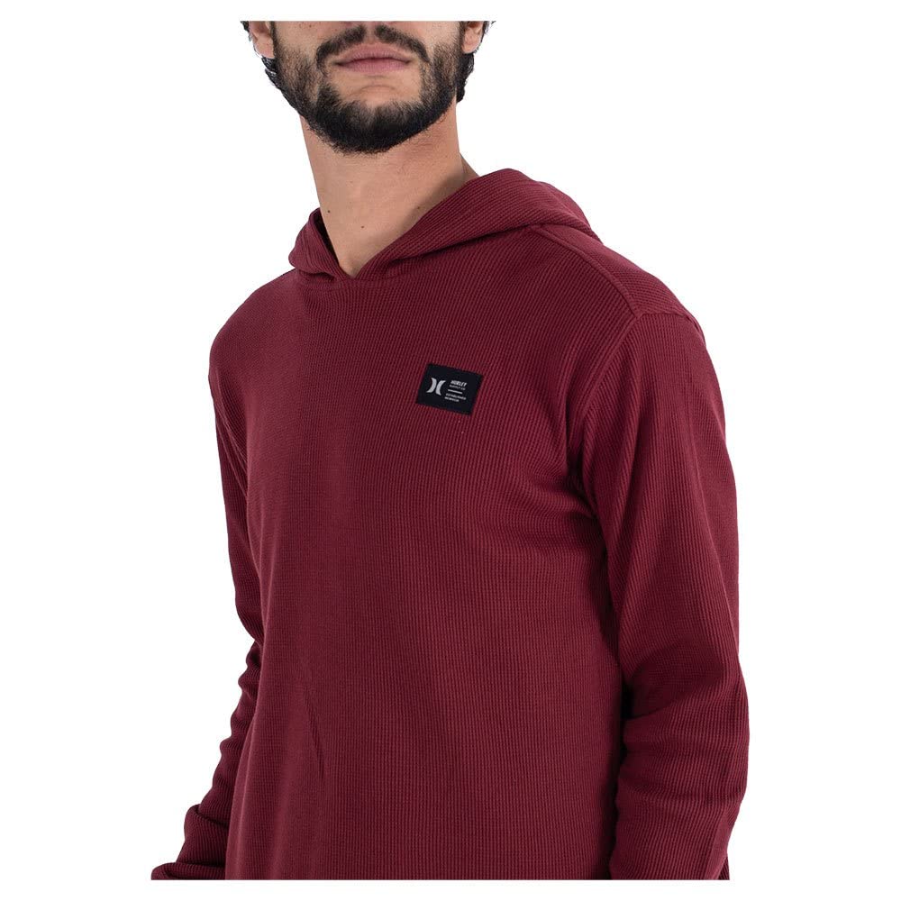 Hurley Men's Waffle Hoodie - Soft Fleece-Lined Pullover Sweatshirt for Casual Wear & Outdoor Activities