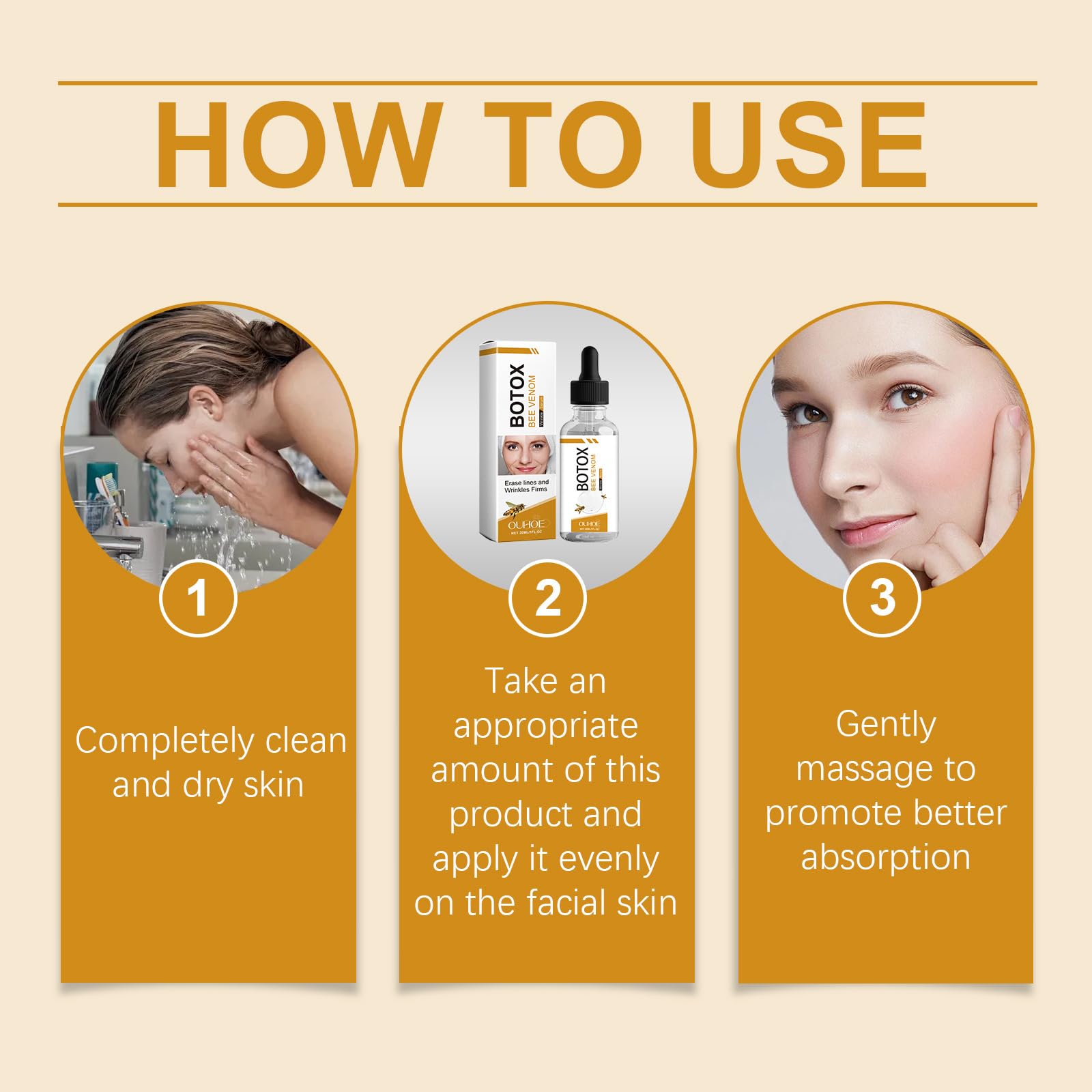 3-Pack Bee Venom Anti-Aging Skincare Set - Wrinkle Removal & Firming Cream Collection with Bee Venom Essence & Lotion for All Skin Types | Daily Moisturizing & Night Repair Routine