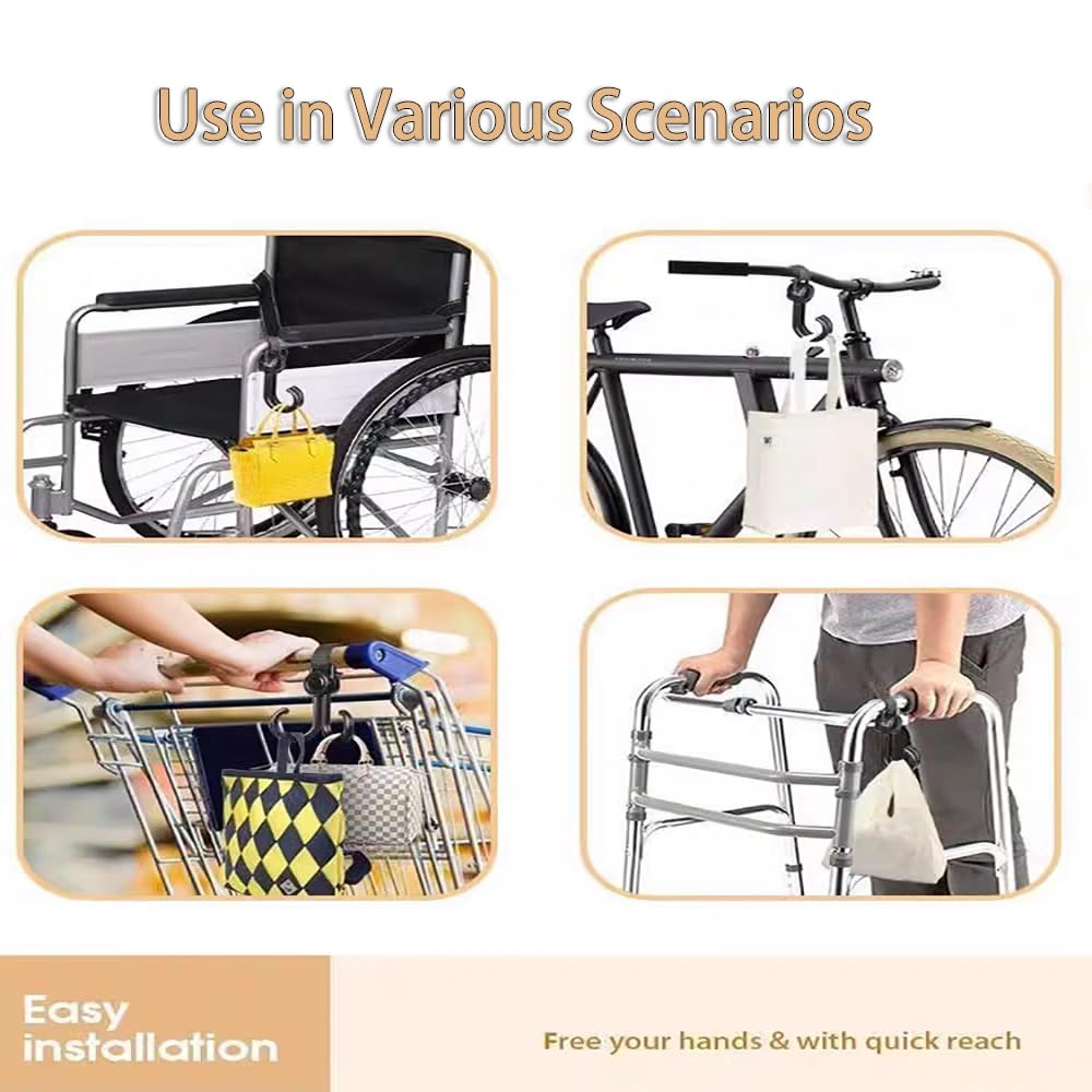 Premium Cedarol Bicycle Stroller Hooks - Universal Hanging Clips for Bags, Shopping & Accessories | Fits Strollers, Bikes, Motorcycles, E-Scooters & Wheelchairs | Perfect for Grocery Runs, Commuting & Outdoor Adventures (1-Pack)