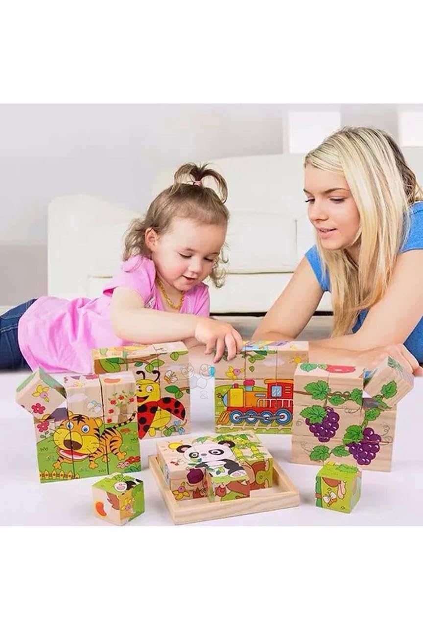 3D Wooden Puzzle Cube for Kids Ages 2+ - 6-Sided Fruit Themed Educational Toy with 9 Pieces | STEM Learning, Early Childhood Development, Birthday Gift Idea