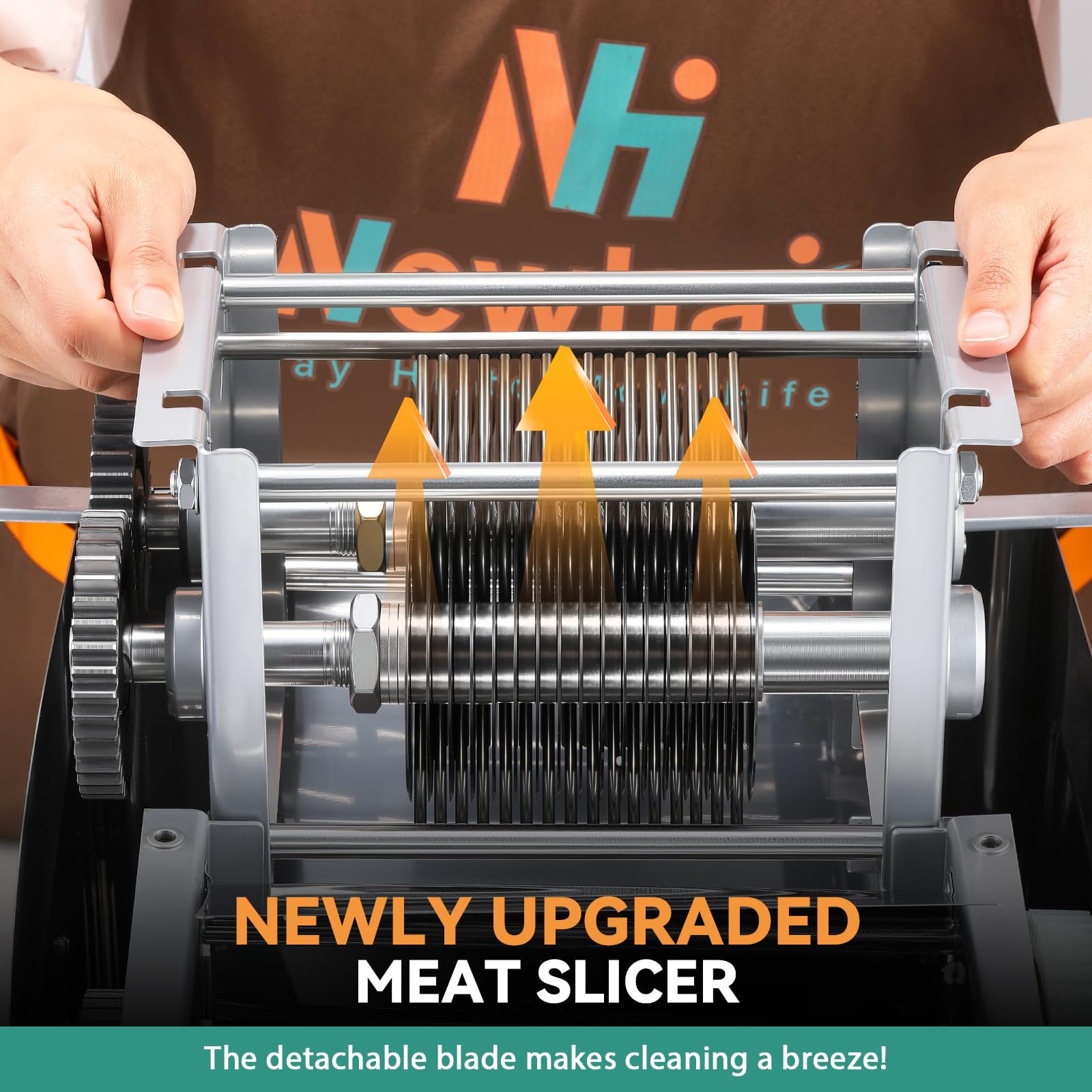 850W Commercial Electric Meat Slicer Machine - 3.5mm Stainless Steel Meat Cutter for Pork, Chicken, Fish - 330lb/h High Capacity for Home & Restaurant Use | Perfect for Deli, BBQ, Meal Prep & Catering