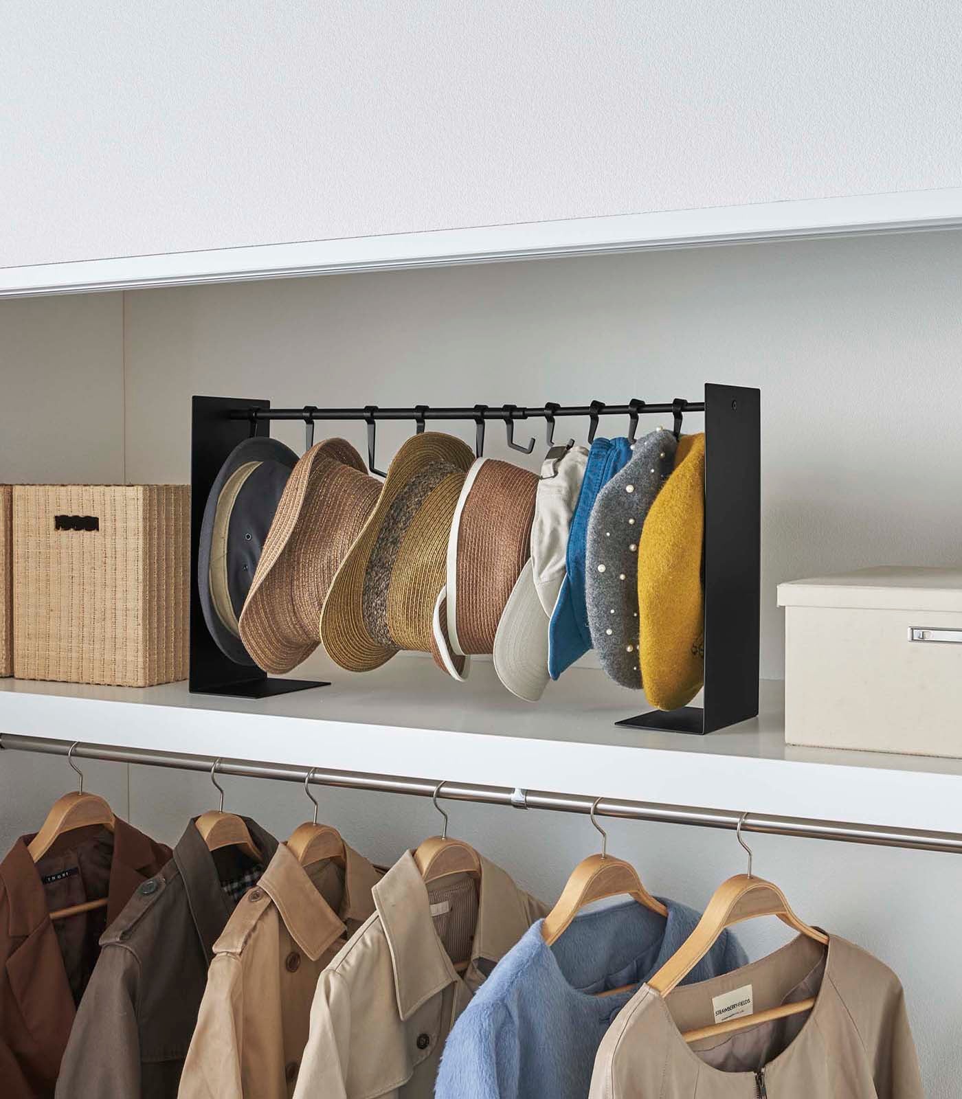 Premium Steel Hat Hanging Organizer - Space Saving Closet Storage Solution for Caps, Hats & Accessories - Perfect for Bedroom, Closet & Entryway Organization