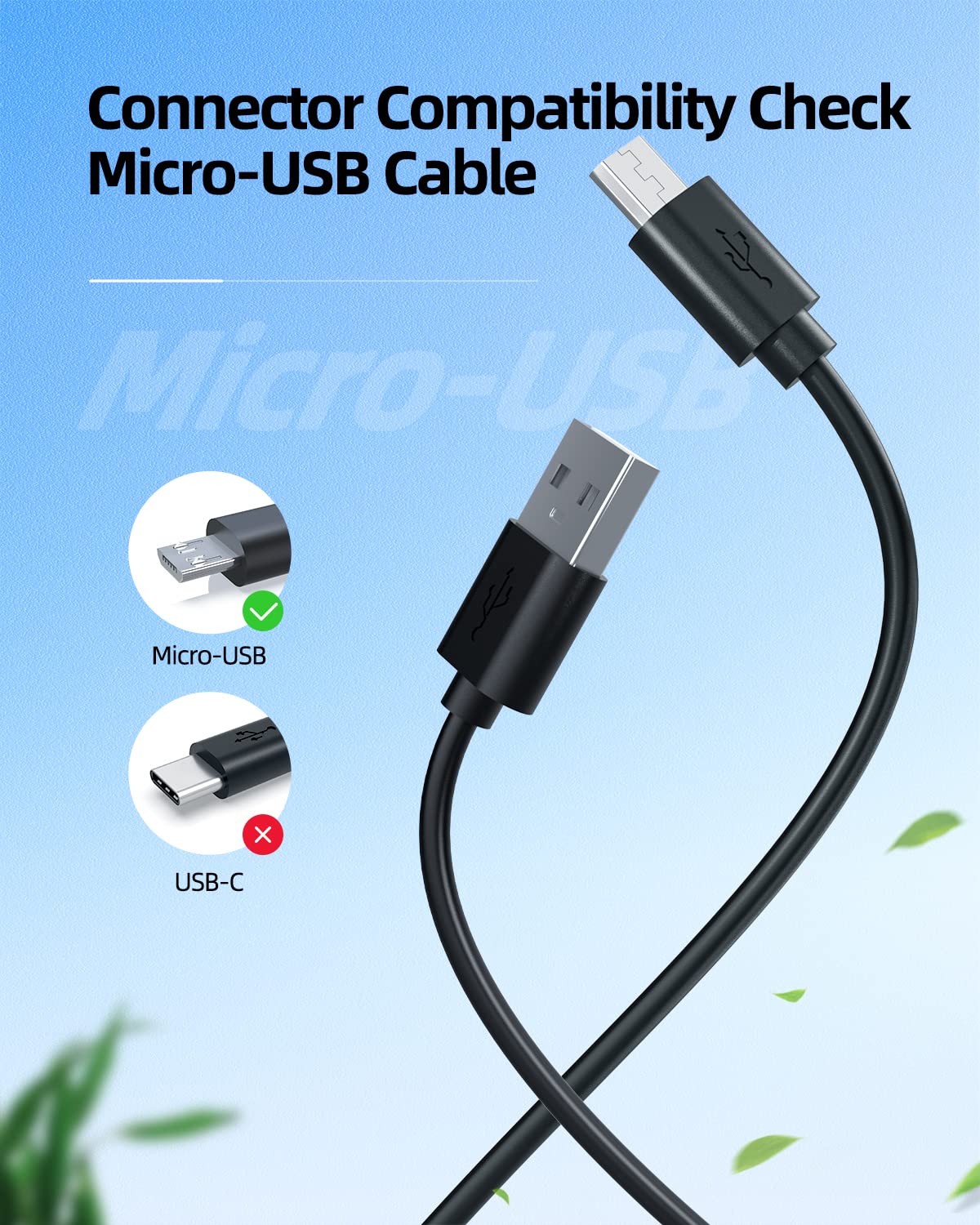 5 Ft Micro USB Charging Cable for Amazon Kindle Paperwhite, Fire Oasis E-reader & Voyage Tablet - Fast Charging Power Cord for Reading, Travel & Home Use