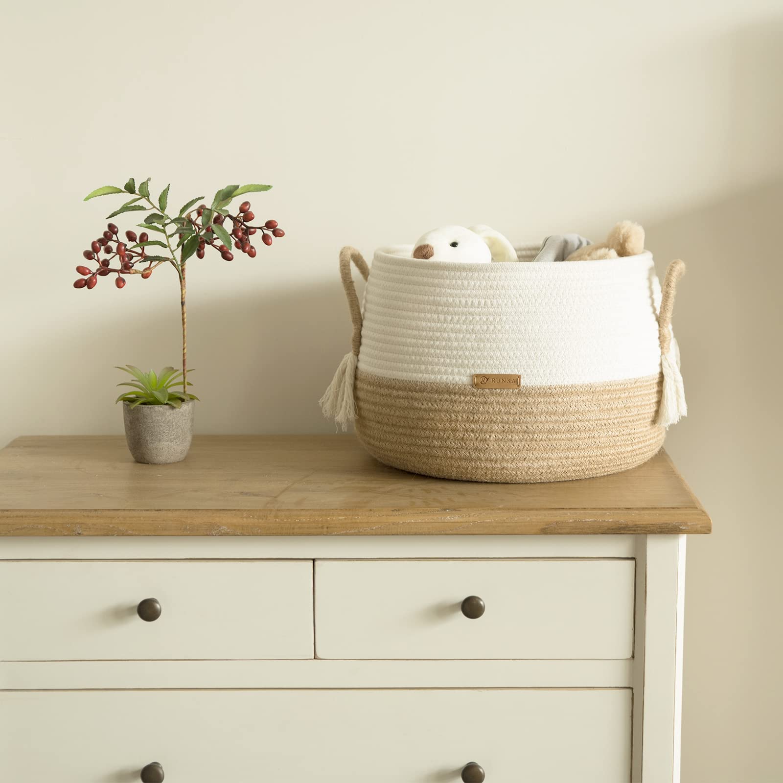 Boho Cotton Rope Storage Basket 11.8