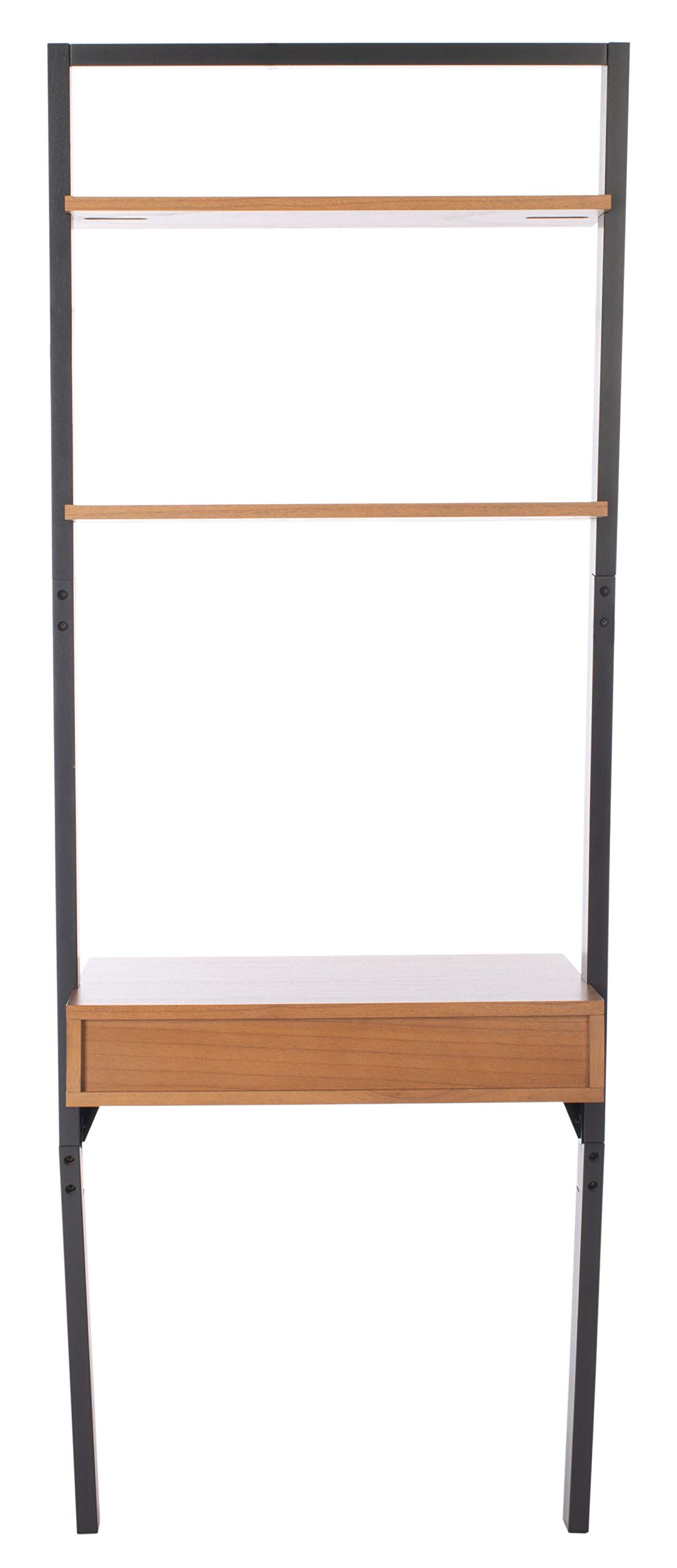 SAFAVIEH Home Collection Kamy Natural and Charcoal 2-Shelf Leaning Desk - Modern Wooden Ladder Shelf for Home Office, Living Room & Bedroom Storage