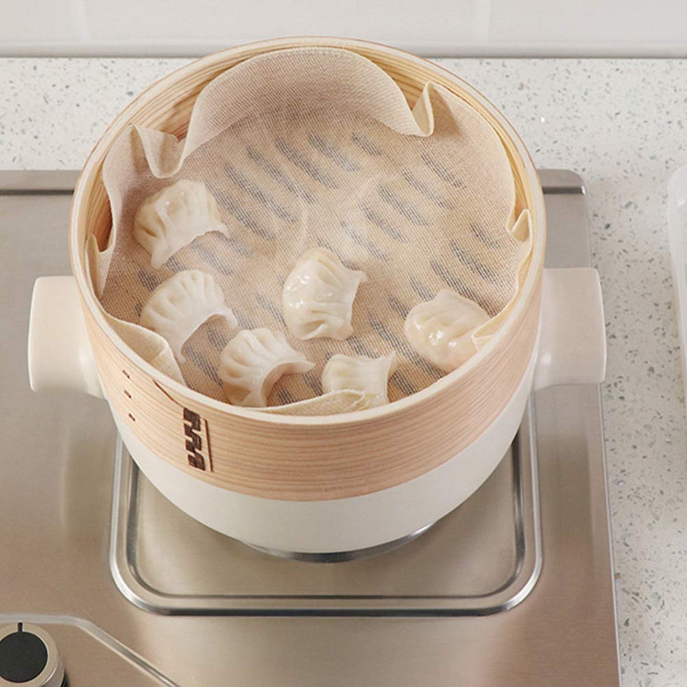 Hemoton 10-Piece Silicone Steamer Liners Set - Reusable Dumpling, Bao Bun & Bread Steaming Pads - Round Cotton & Mesh Steamer Cloth for Healthy Cooking (Perfect for Dim Sum, Mantou & Homemade Buns)