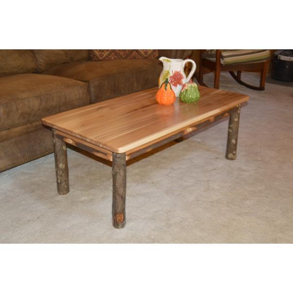 Solid Hickory Wood Coffee Table - Rustic Farmhouse Style Living Room Furniture for Home Decor & Relaxation