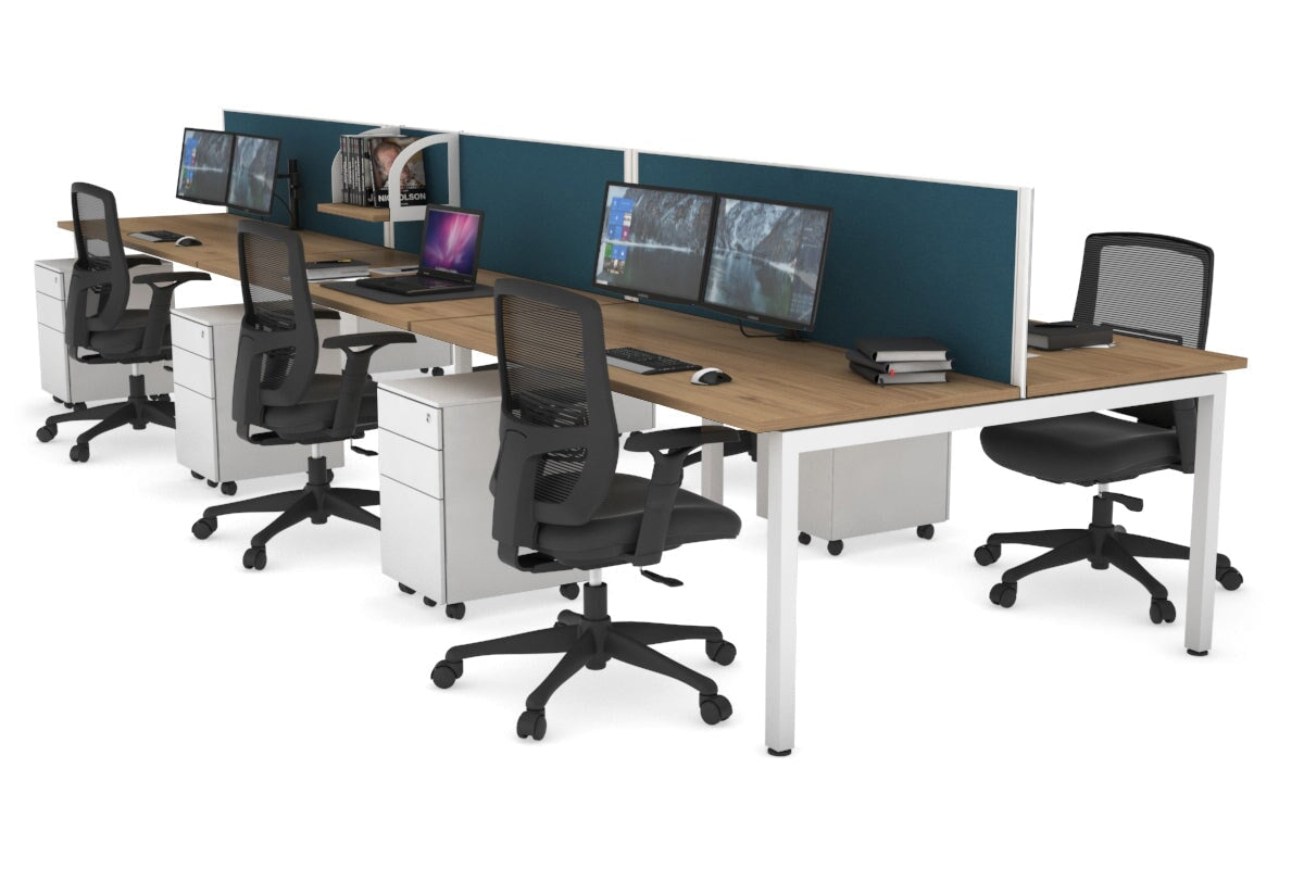 Quadro Square Legs 6-Person Office Workstation Desk [1600L x 700W] - Perfect for Team Collaboration & Open Office Spaces