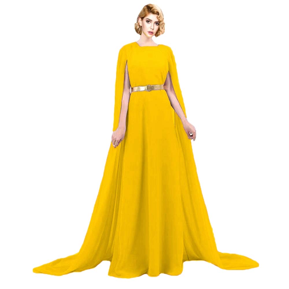 Elegant Women's Evening Dresses for Weddings & Formal Events - Cape Sleeve Gown for Prom, Gala & Special Occasions