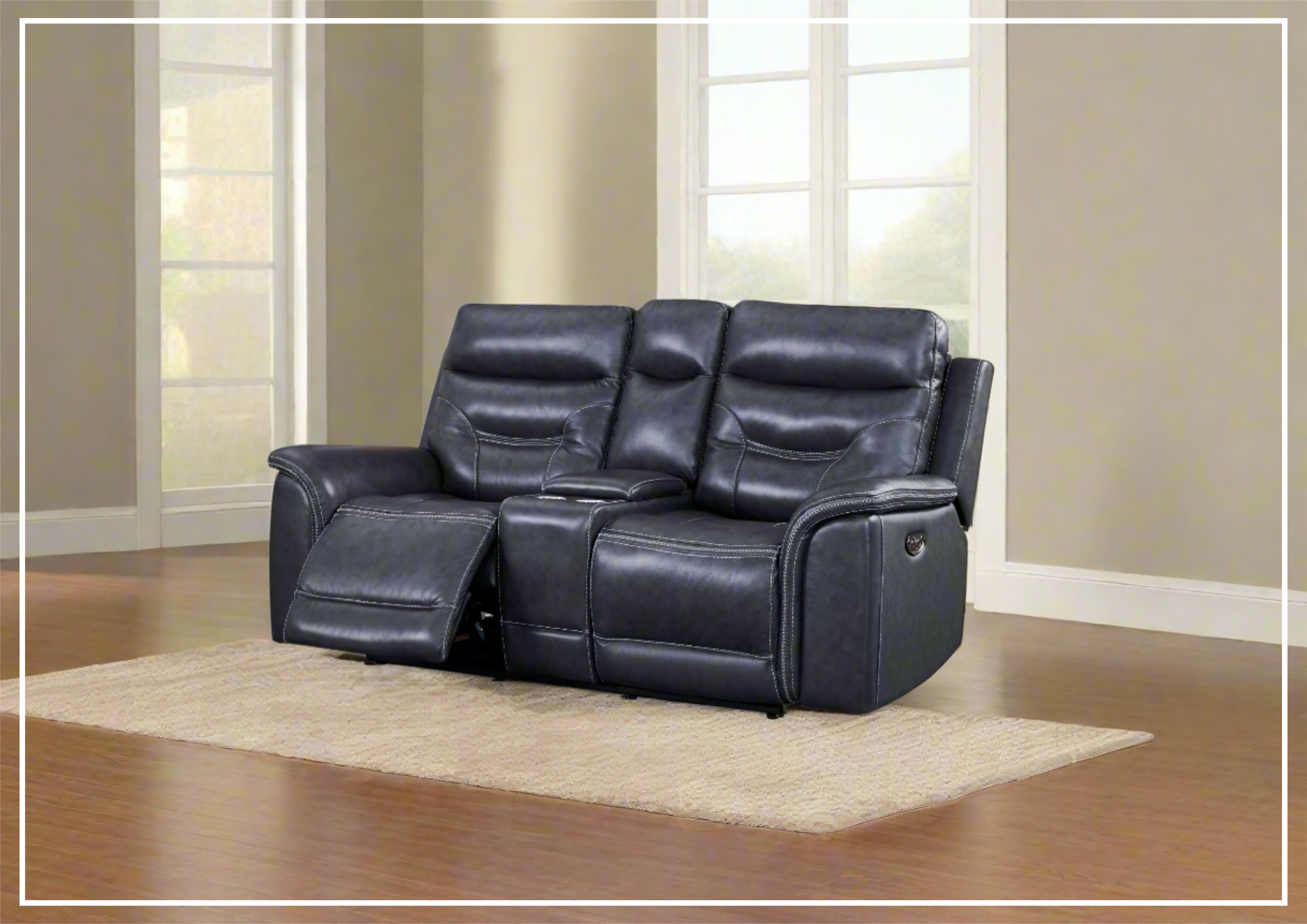 Gio Italia Baldwin Power Reclining Leather Loveseat - Genuine Leather Recliner Sofa for Living Room, Home Theater & Family Room - Comfortable Two-Seater Reclining Couch with Power Motion