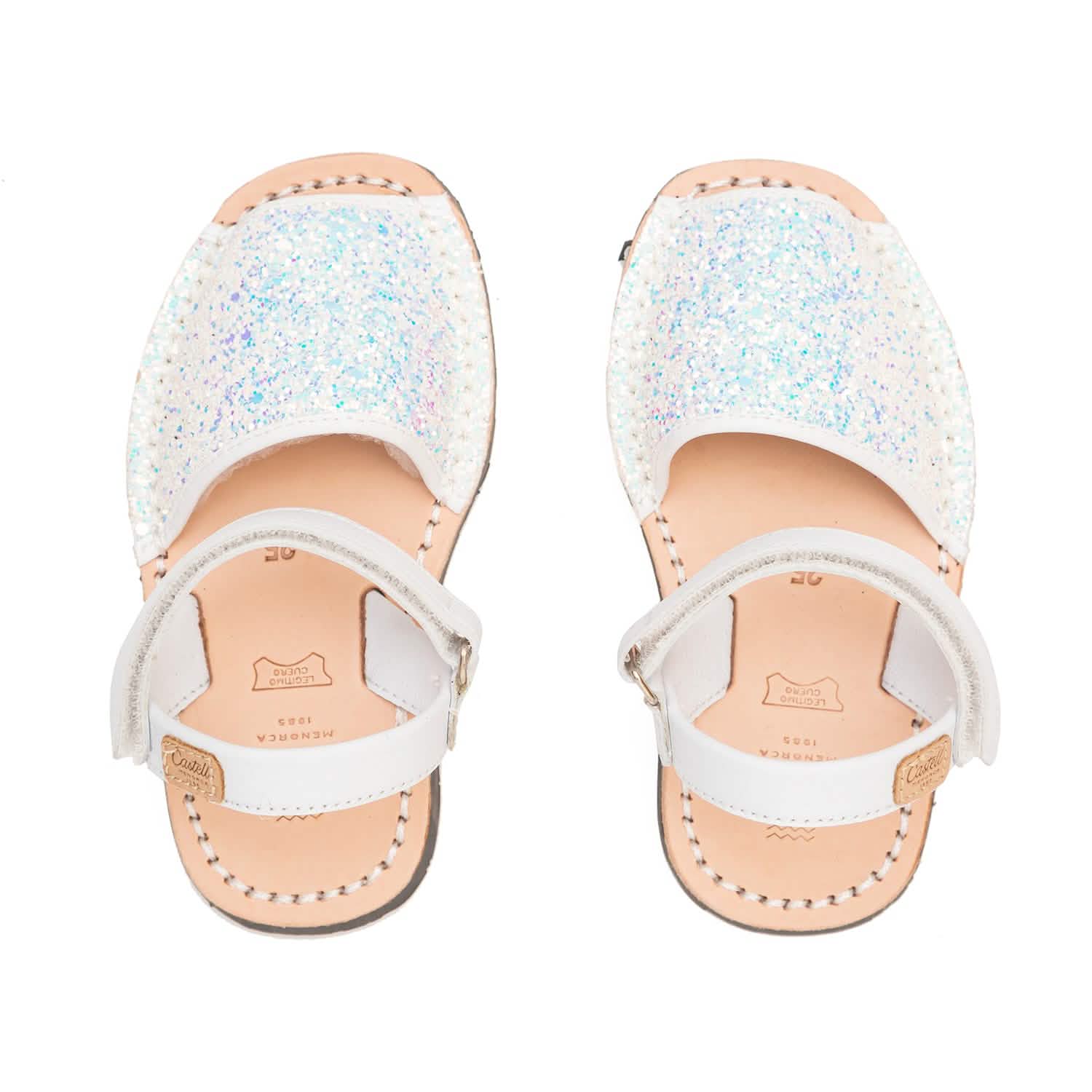 Glitter Leather Open Toe Menorcan Sandal For Kids - Iker 1002R Sparkly Sandals | Comfortable & Stylish Summer Shoes for Girls & Boys | Perfect for Beach, Pool & Outdoor Play
