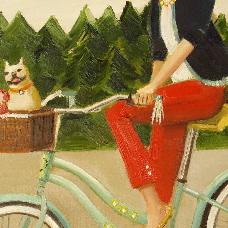 Francine and Her Frenchie Small Art Print - Cute French Bulldog Wall Decor for Home, Office & Nursery - Perfect Gift for Dog Lovers
