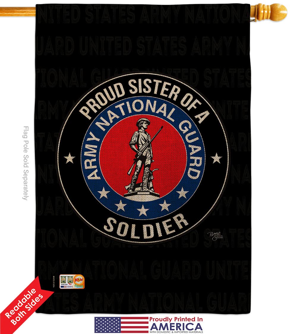 Double-Sided USA Made Army Garden Flag 28x40 Inch - Military Veteran Soldier Gift, Armed Forces National Guard ANG Burlap Yard Banner - Perfect for Patriotic Home Decor & Outdoor Memorial Displays