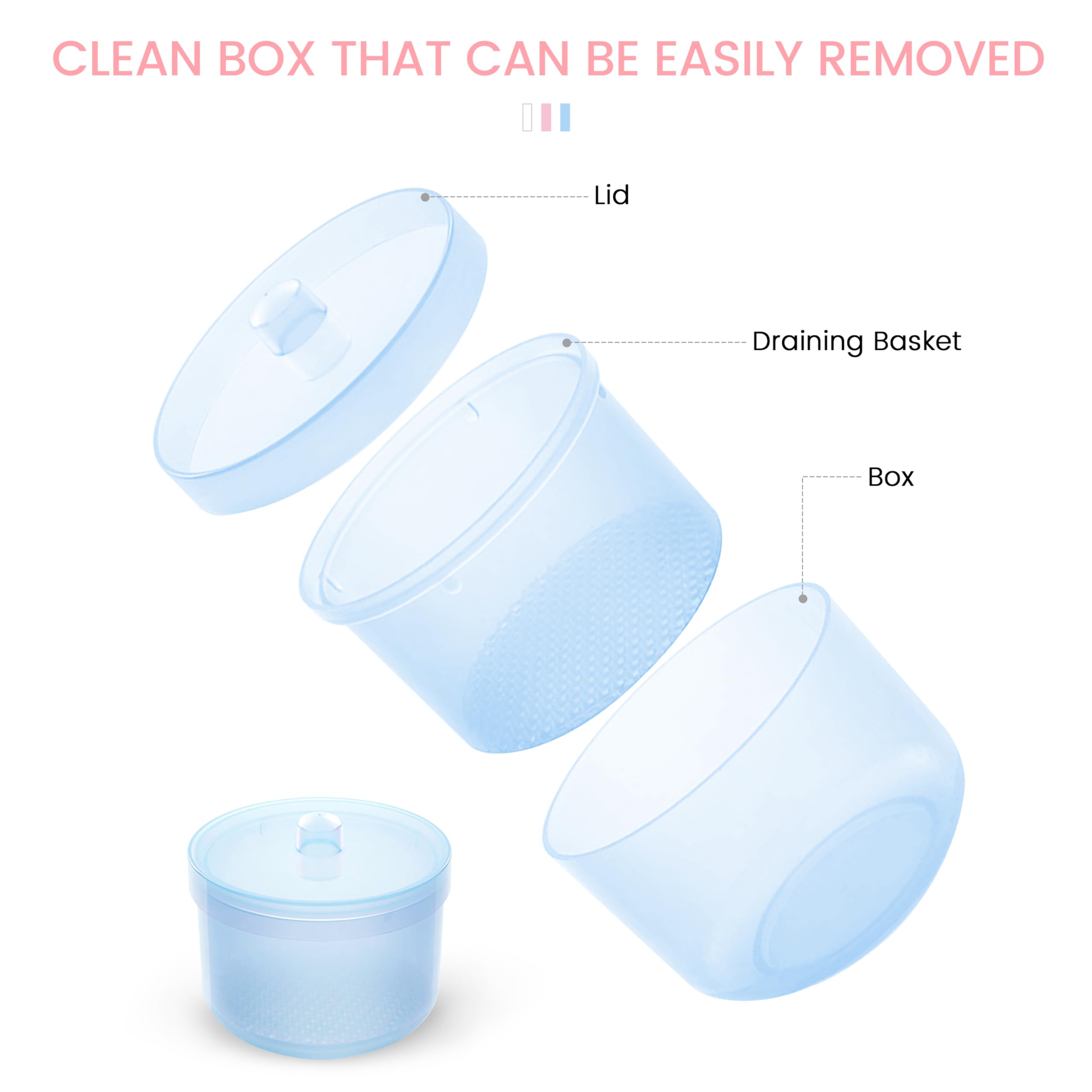 Professional Nail Art Tools Cleaner Storage Box - Organize Nail Drill Bits, Clippers, Cutters & Tweezers with Alcohol Soaking Cleaner | Portable Nail Salon Accessories Case for Home & Travel (Blue)